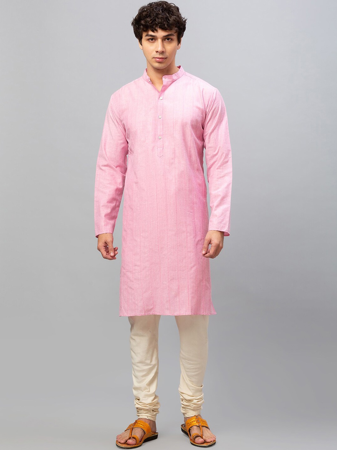 

Globus Men Pink Chikankari Kurta