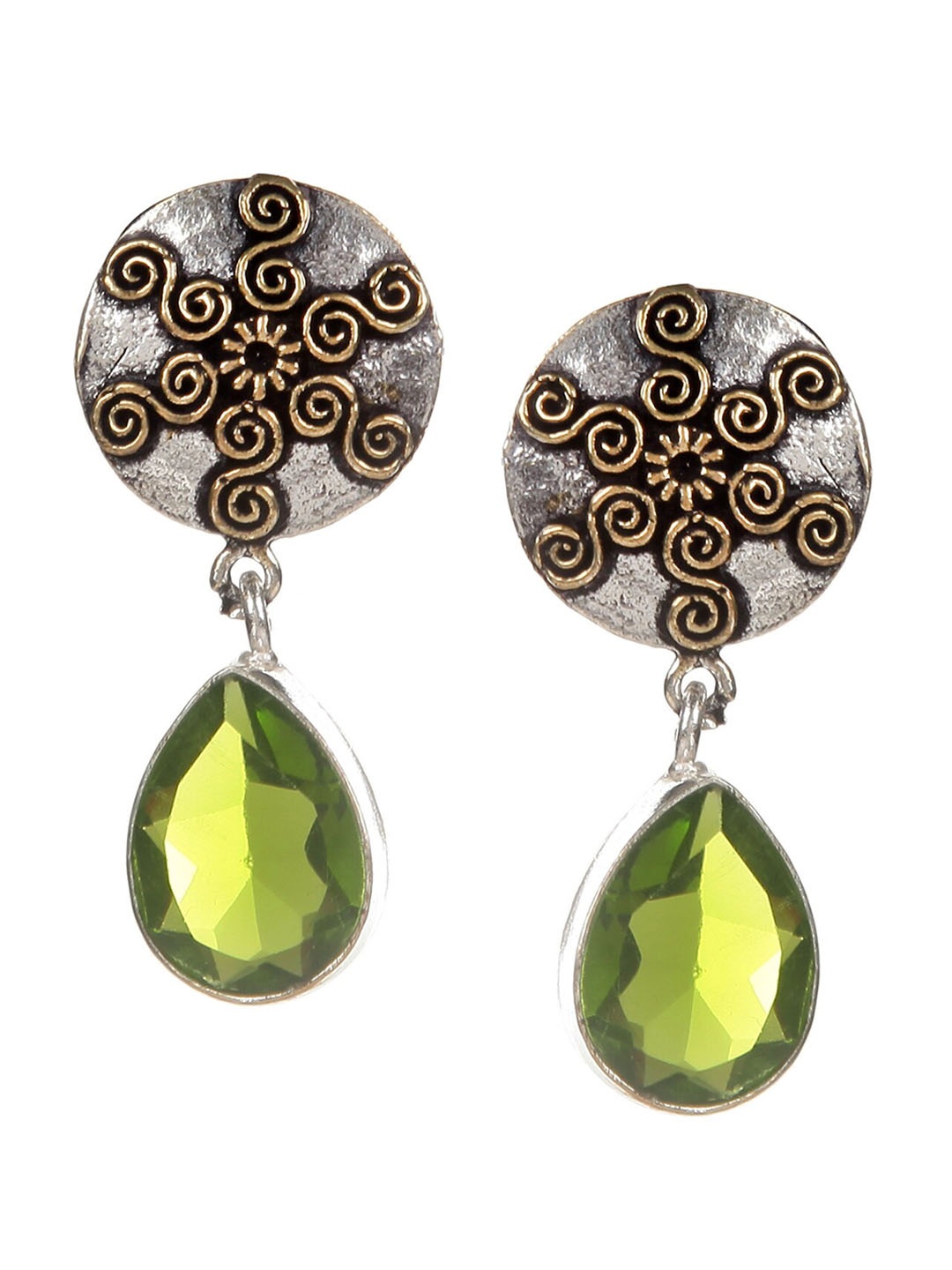 

Bamboo Tree Jewels Silver-Toned Diamond Shaped Drop Earrings