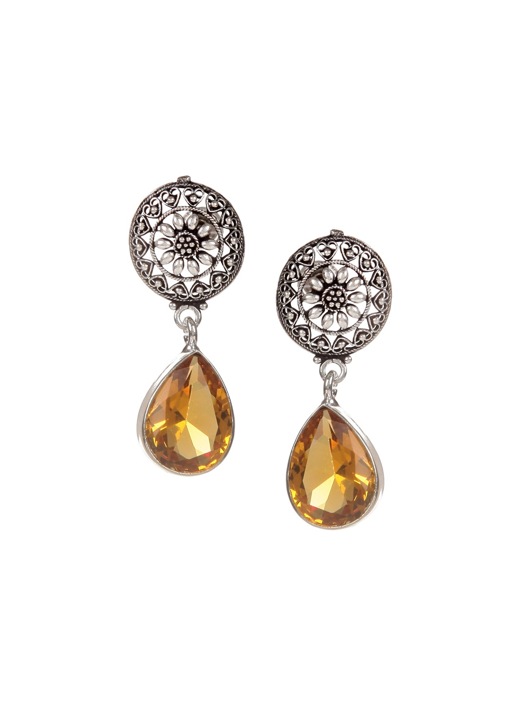 

Bamboo Tree Jewels Yellow Floral Drop Earrings
