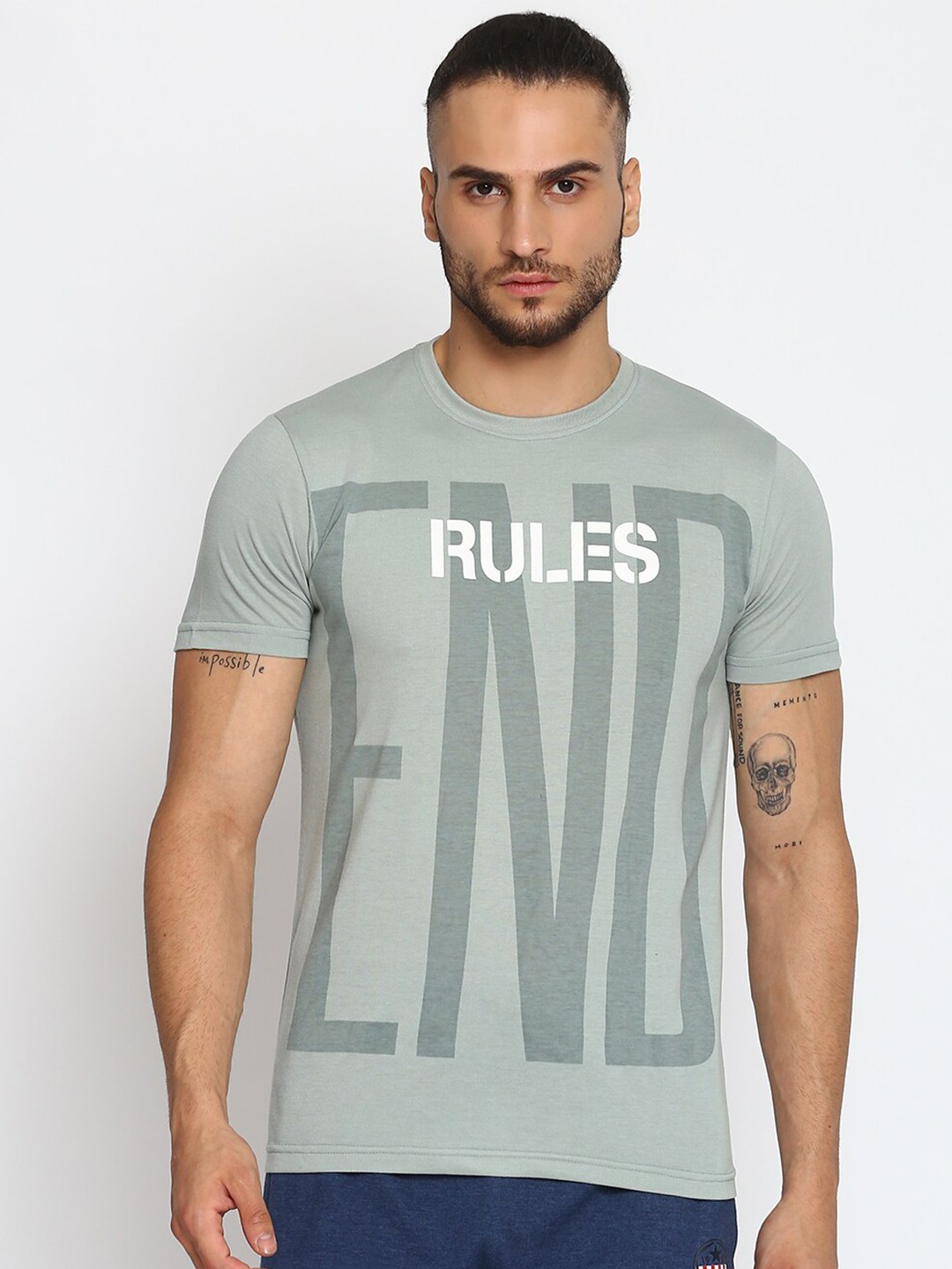 

MKH Men Green Typography Printed Sports T-shirt