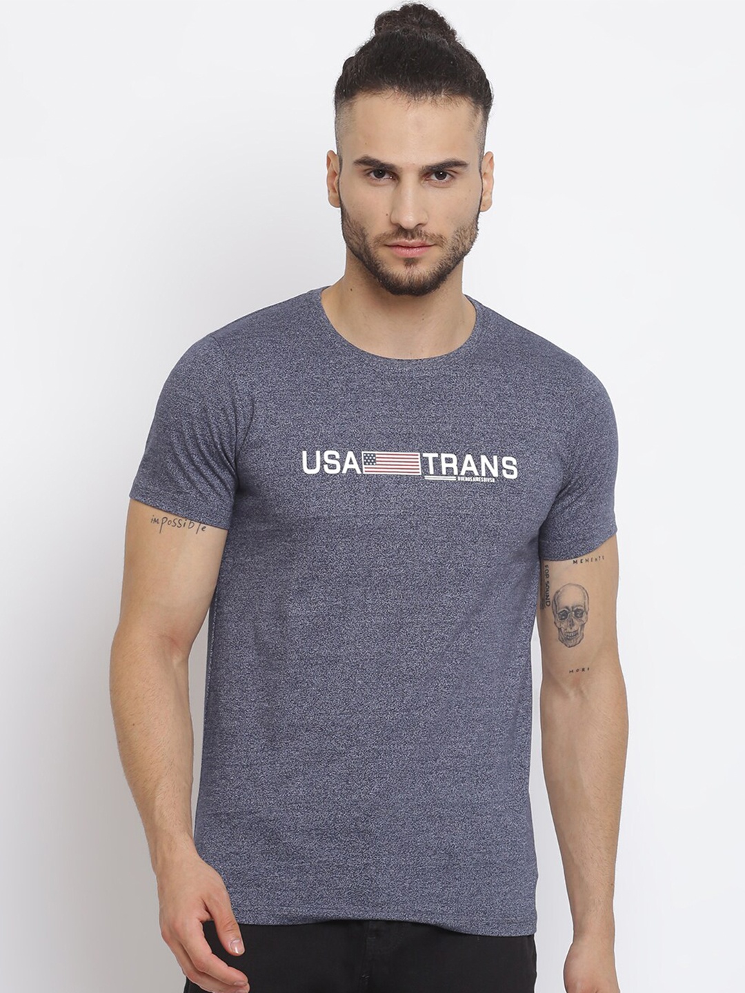 

MKH Men Blue Typography Printed Sports T-shirt