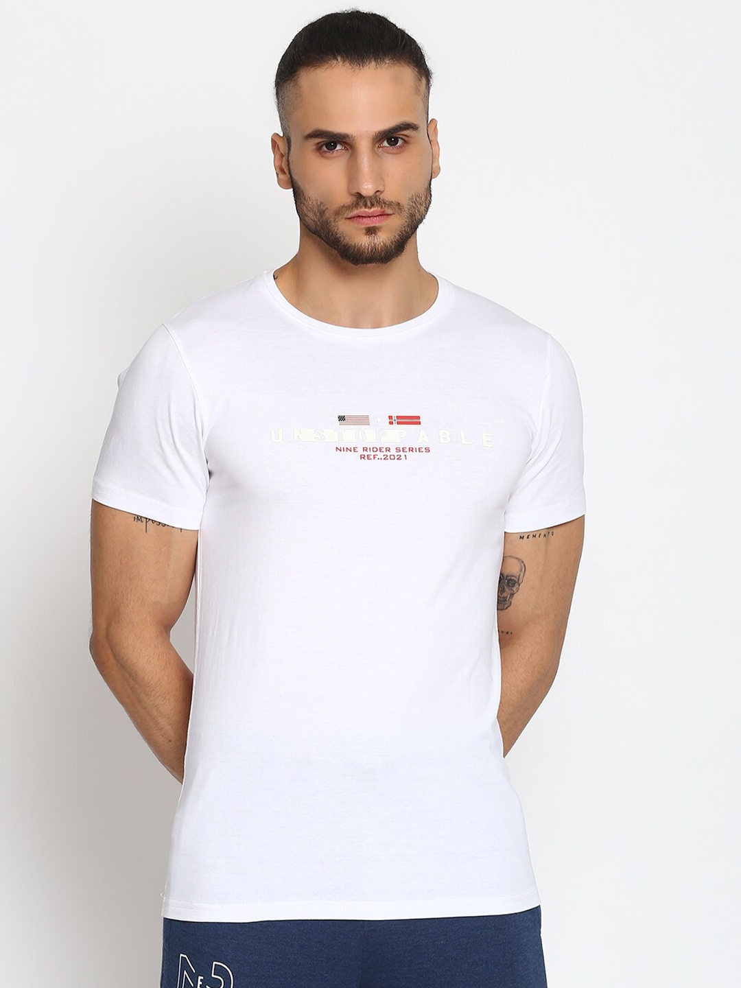 

MKH Men White Typography Printed T-shirt