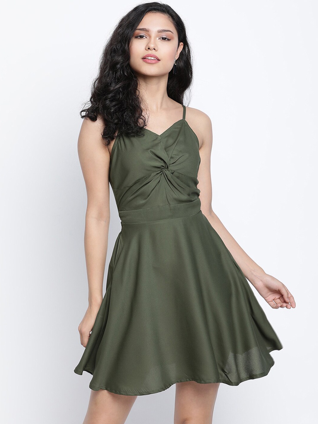 

DRAAX Fashions Olive Green Chiffon Dress