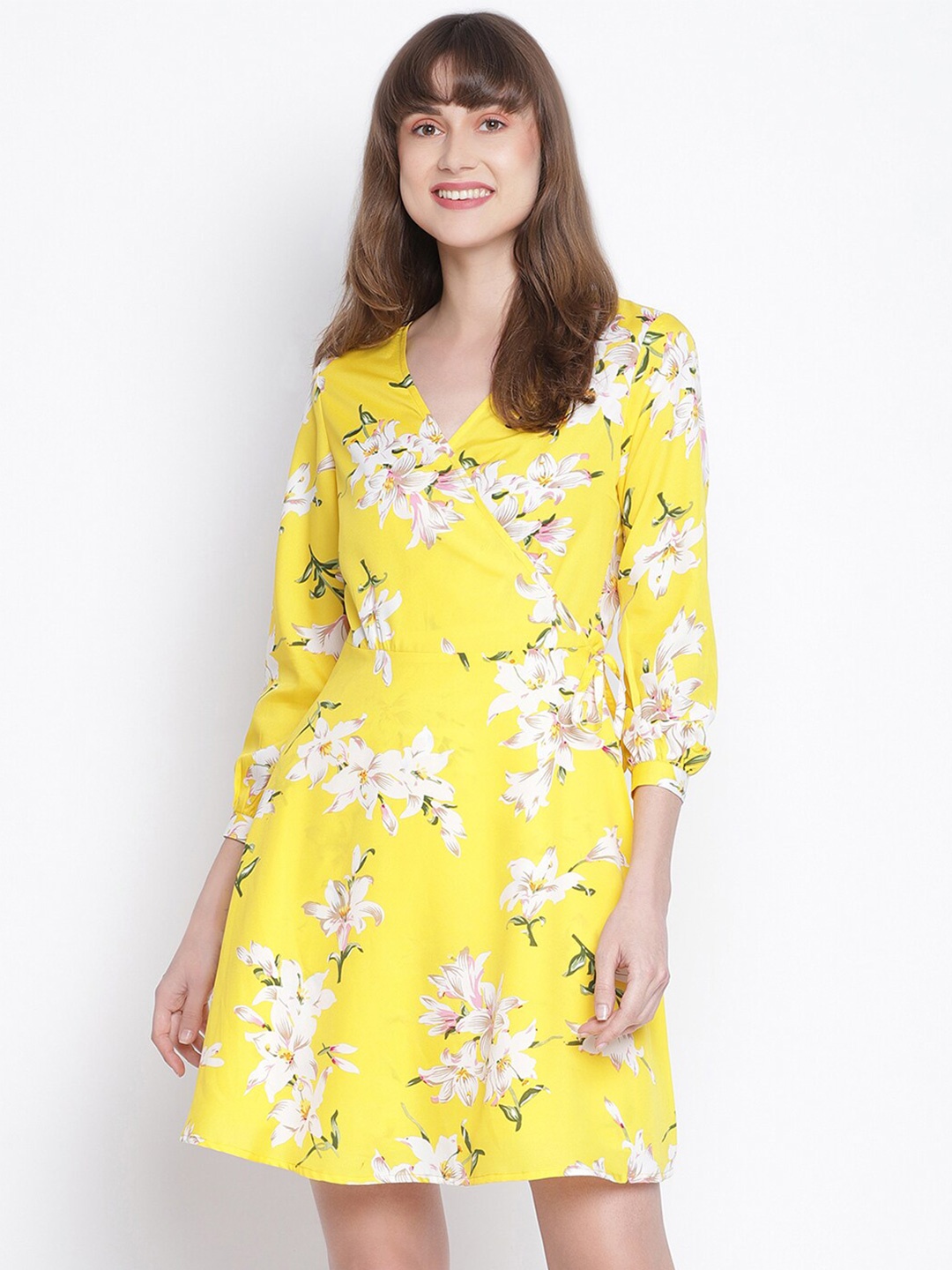 

DRAAX Fashions Yellow Floral Chiffon Dress