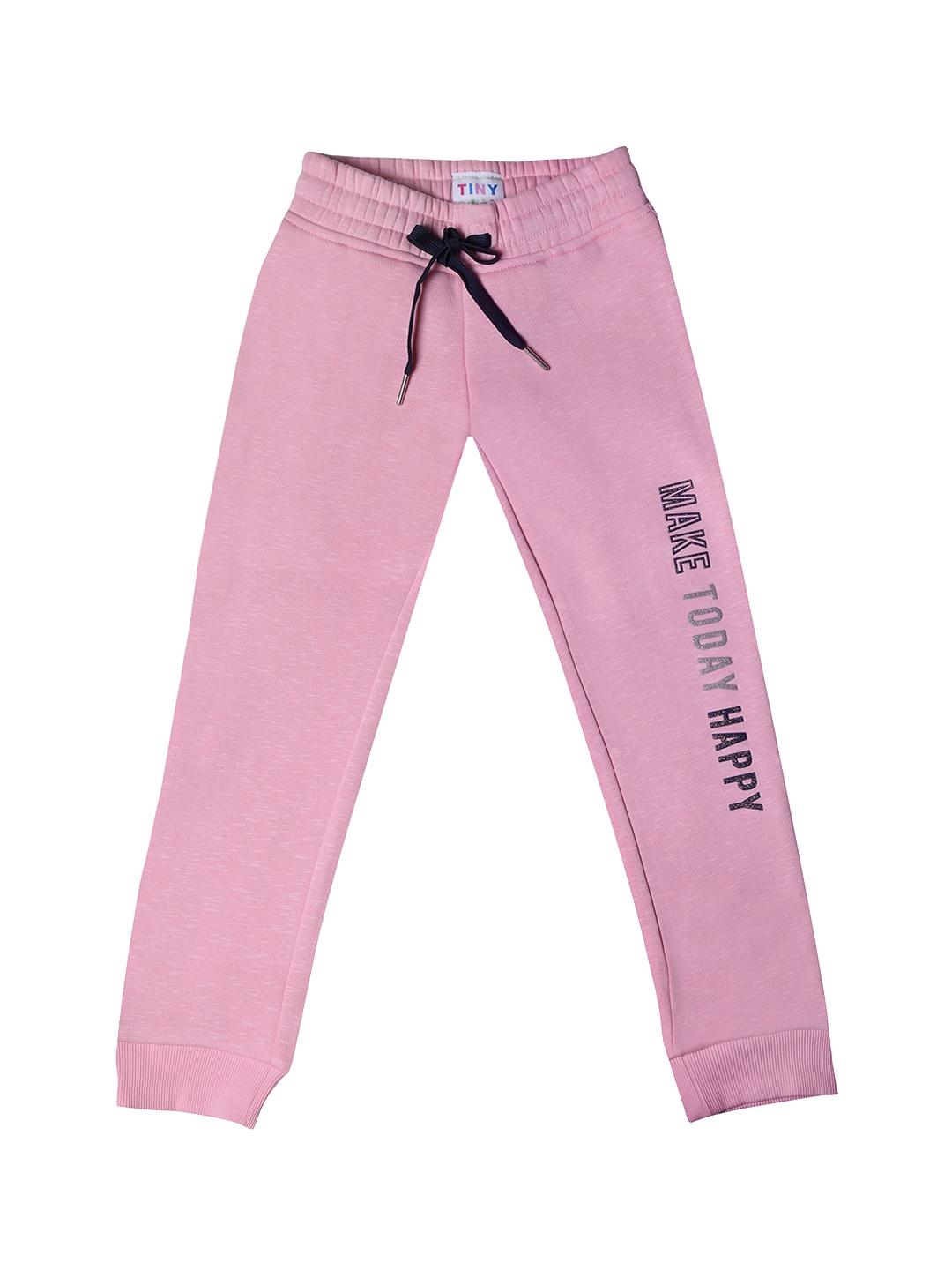 

Tiny Girl Girls Pink Typography Printed Cotton Joggers