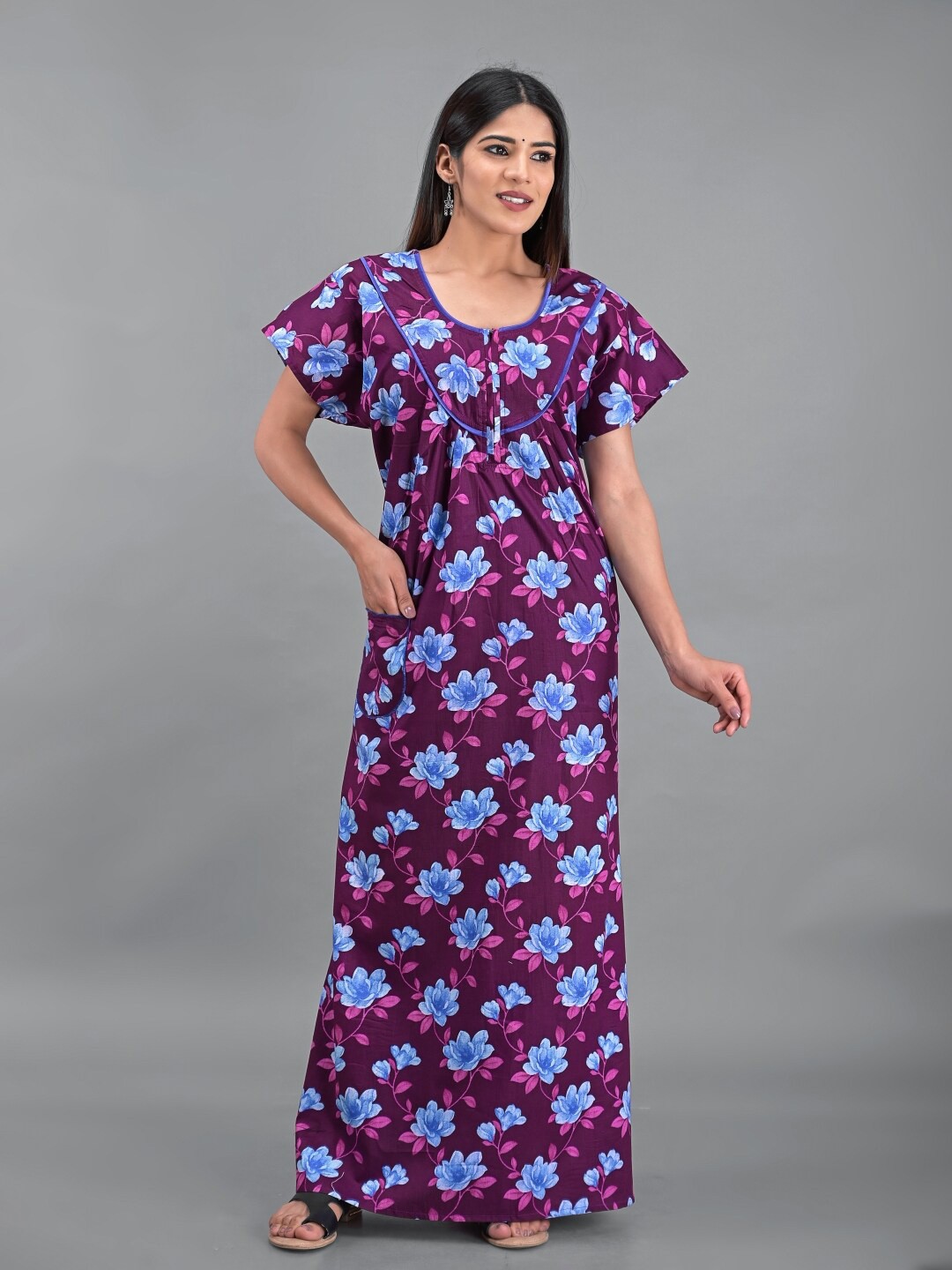 

Apratim Purple Maxi Nightdress