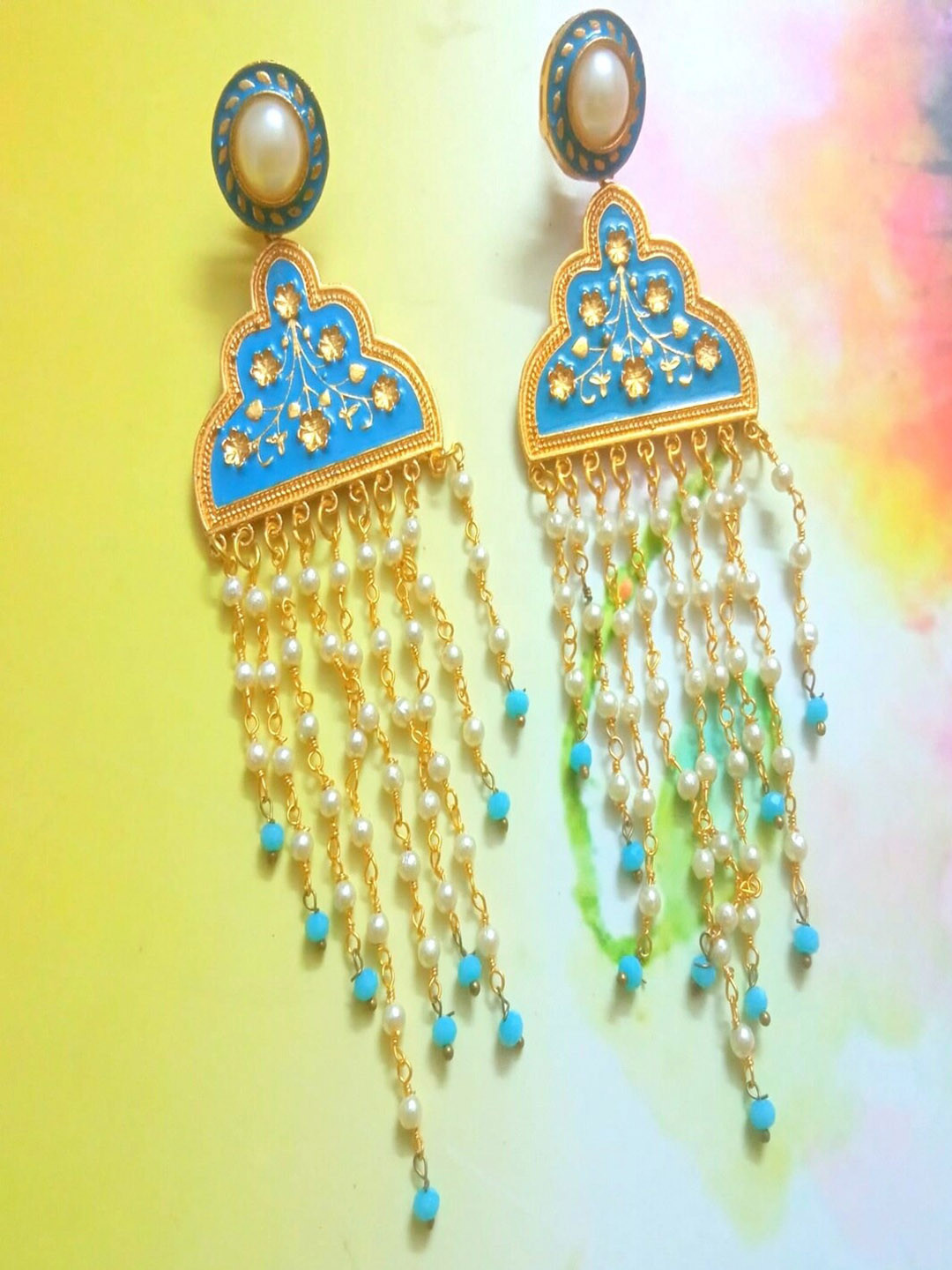 

Runjhun Turquoise Blue Contemporary Drop Earrings