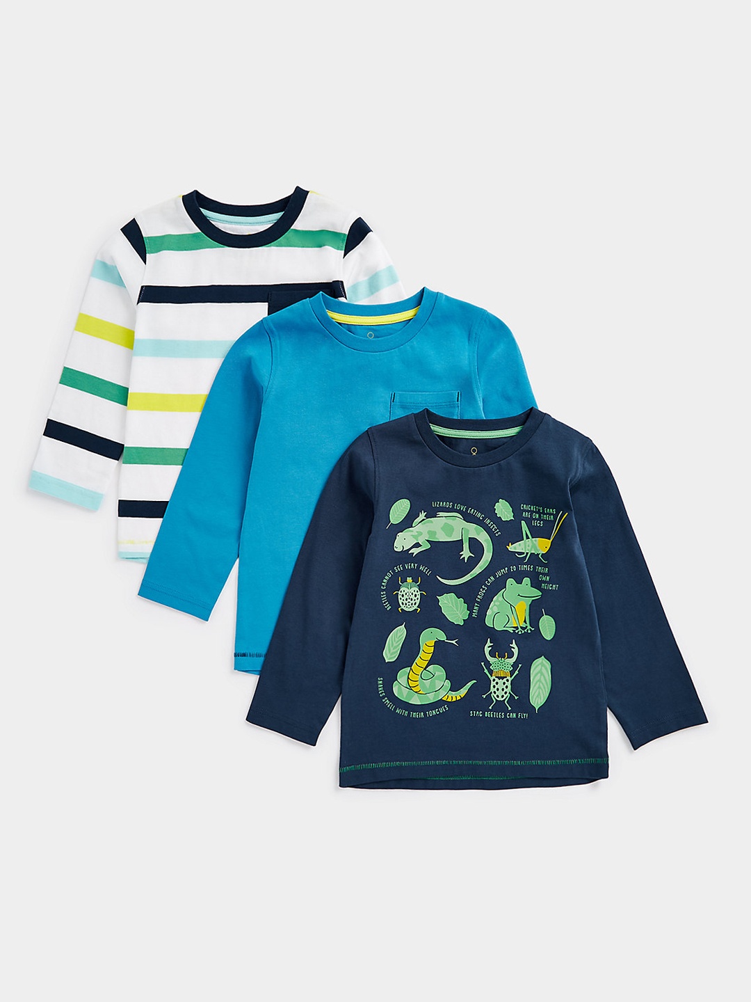 

mothercare Infant Boys Pack of 3 Pure Cotton T-shirts, Blue