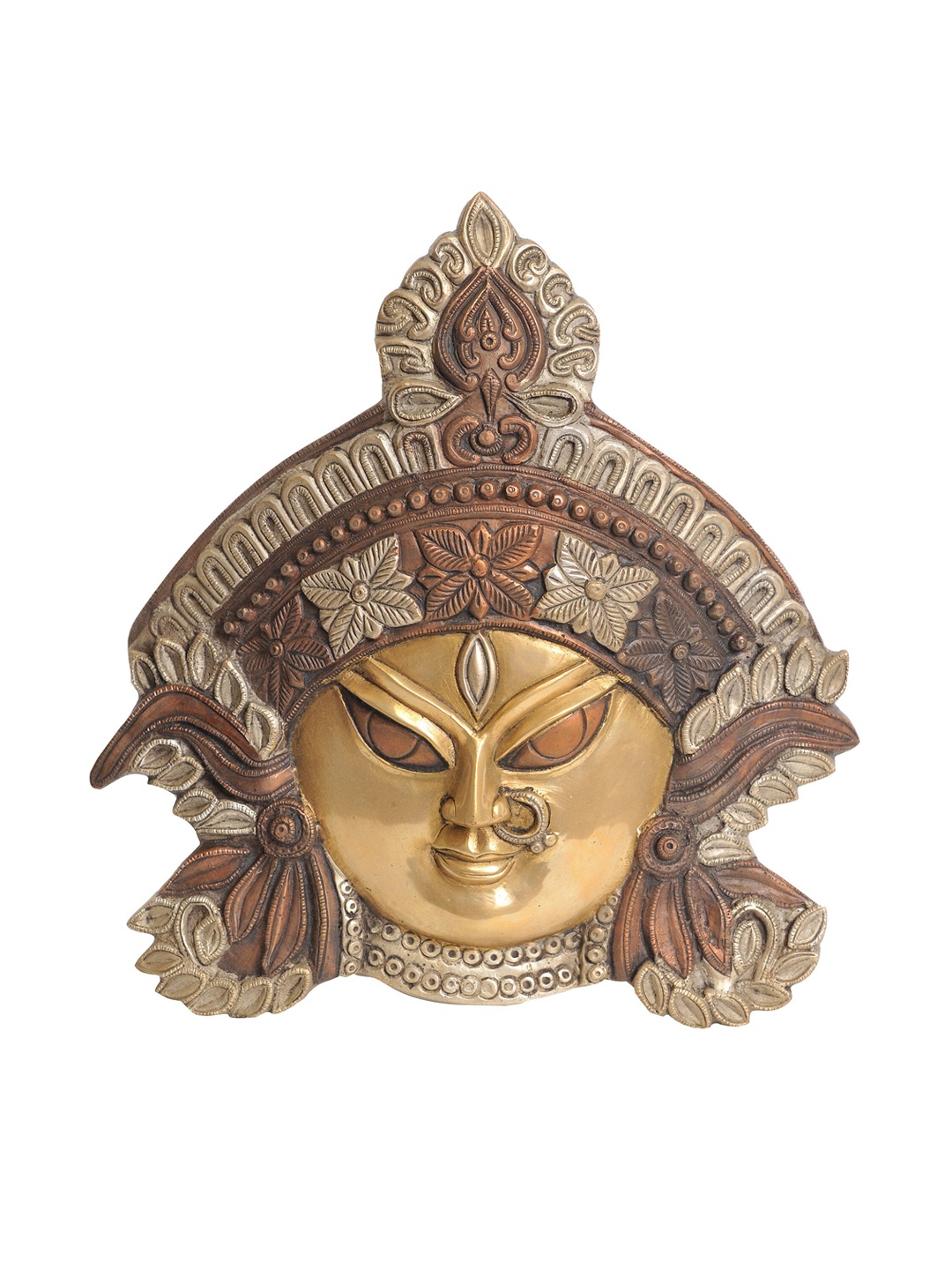 

Exotic India Brown & Gold Brass Goddess Kali Countenance Bhairava Wall Decor