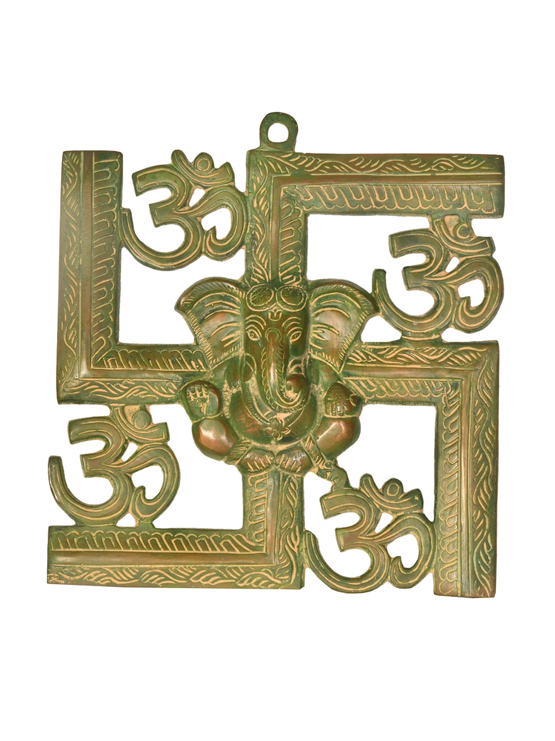 

Exotic India Brown Brass Om Central Ganesh Motif Wall Decor