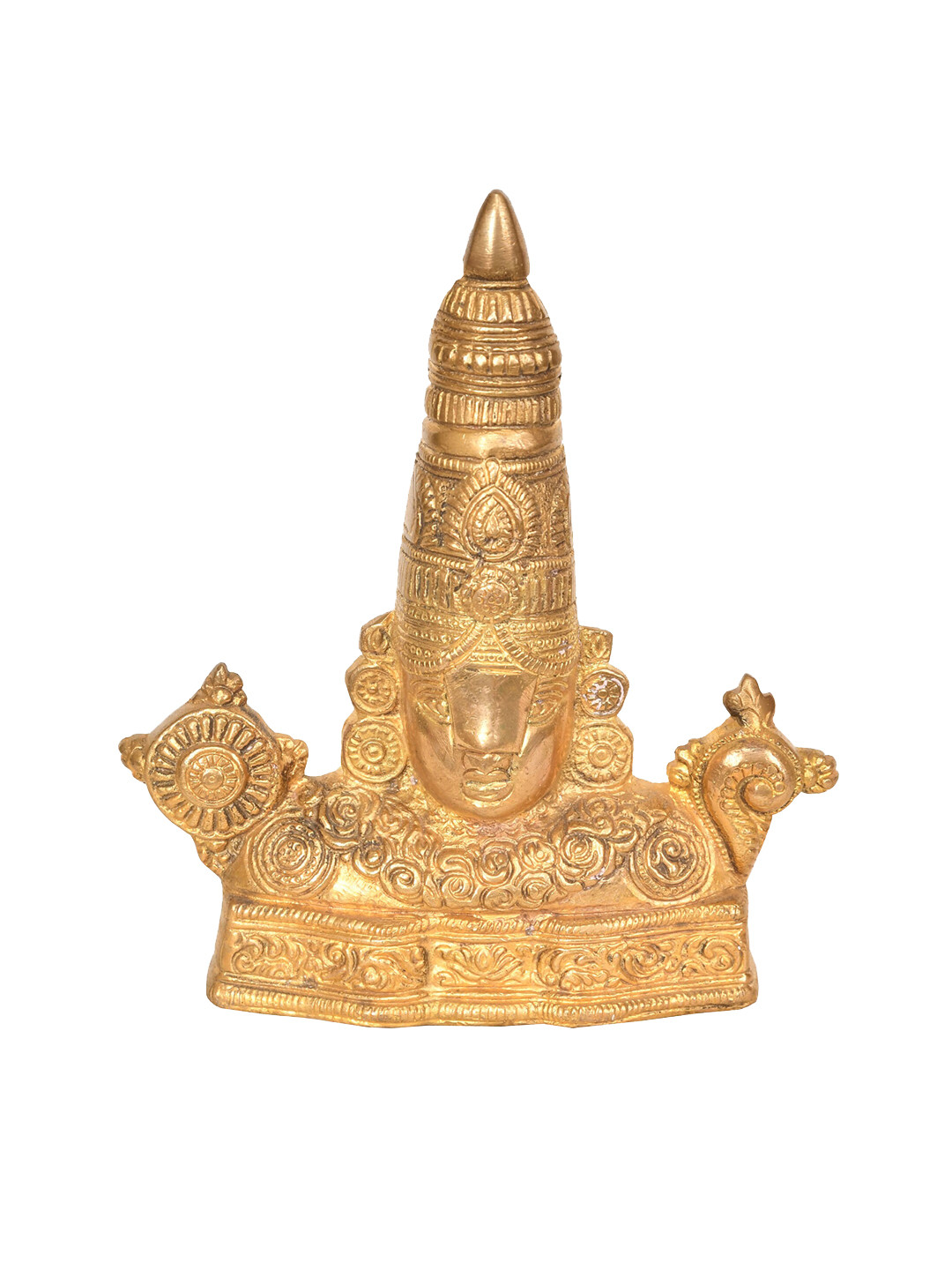 

Exotic India Brass Lord Venkateshvara of Tirupati Wall Hanging Statue, Gold