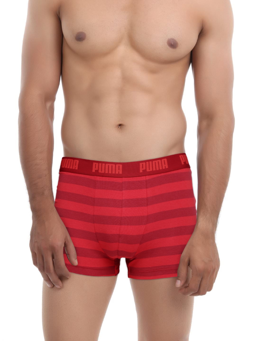 

PUMA Men Red Striped Trunks 91889402