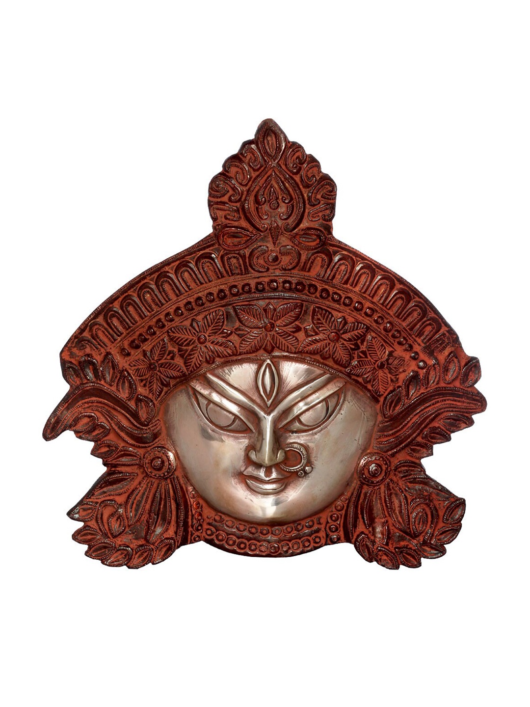 

Exotic India 11" Brass Goddess Kali Countenance Wall-Hanging, Brown