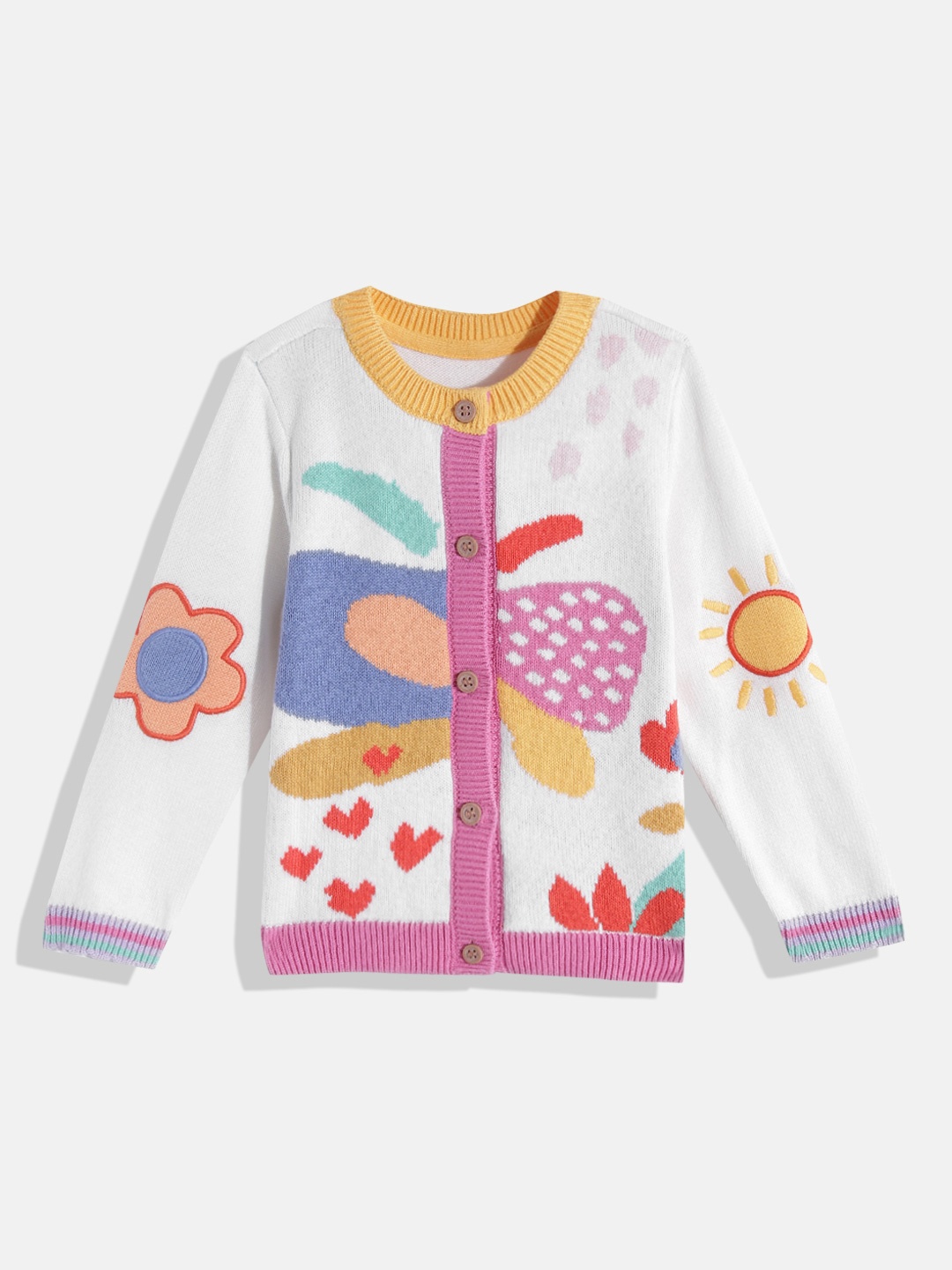 

mothercare Girls Self Design Cotton Cardigan, White