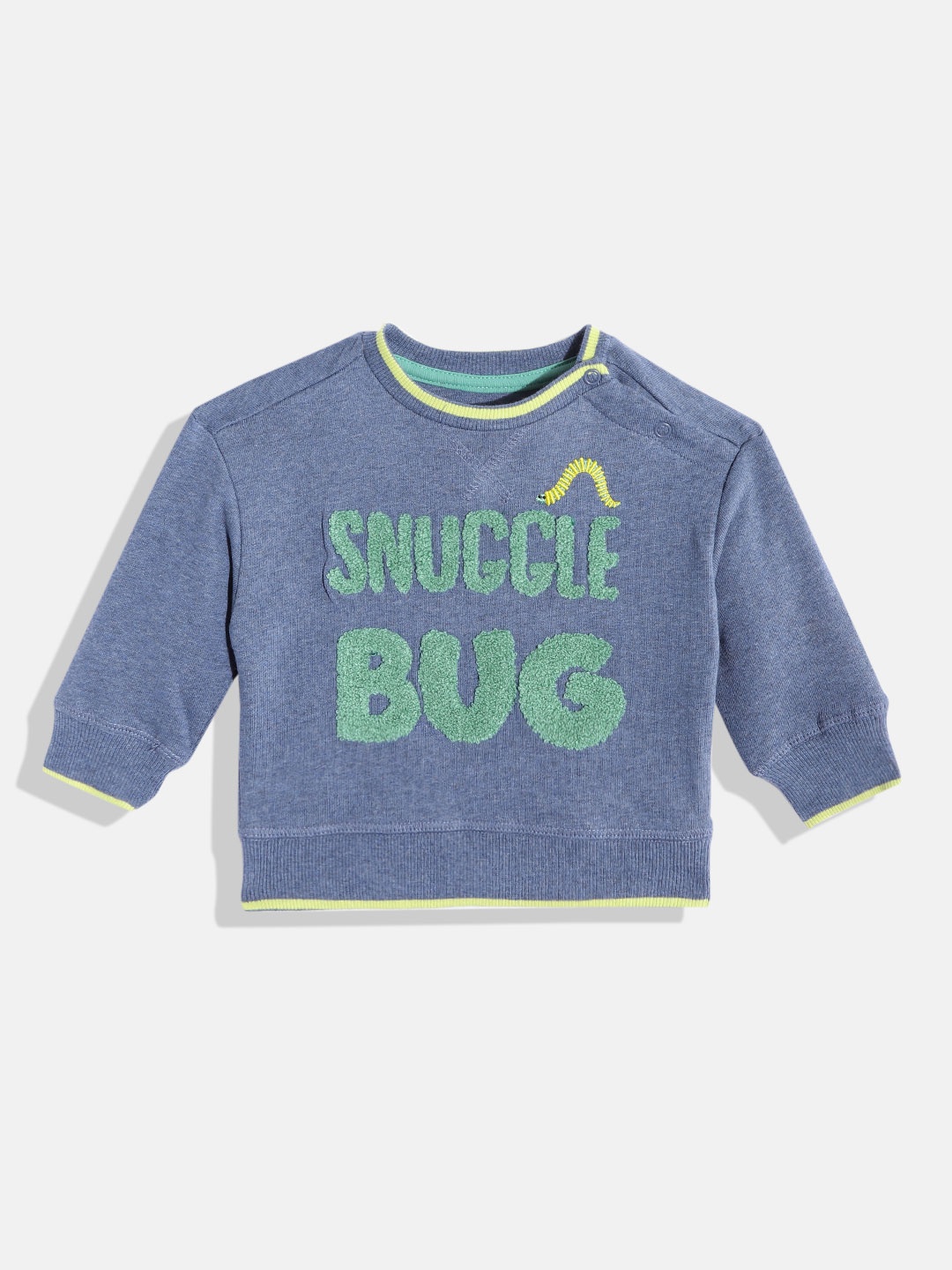 

mothercare Boys Blue and Green Self Design Cotton Round NeckSweatshirt