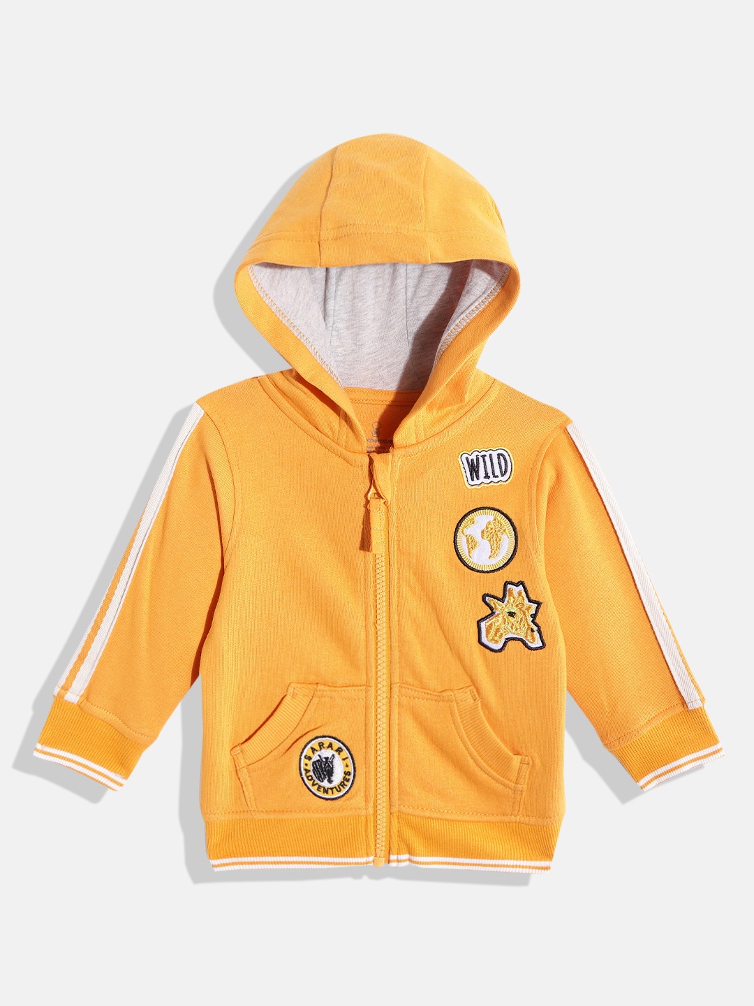 

mothercare Boys Yellow Solid Cotton Hooded Sweatshirt