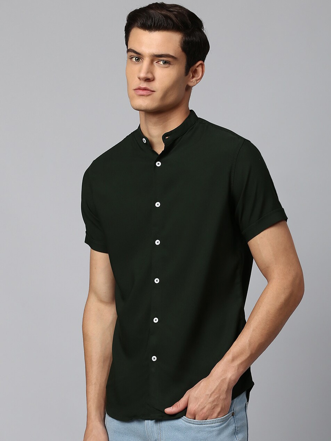 

Dennis Lingo Men Green Slim Fit Cotton Casual Shirt