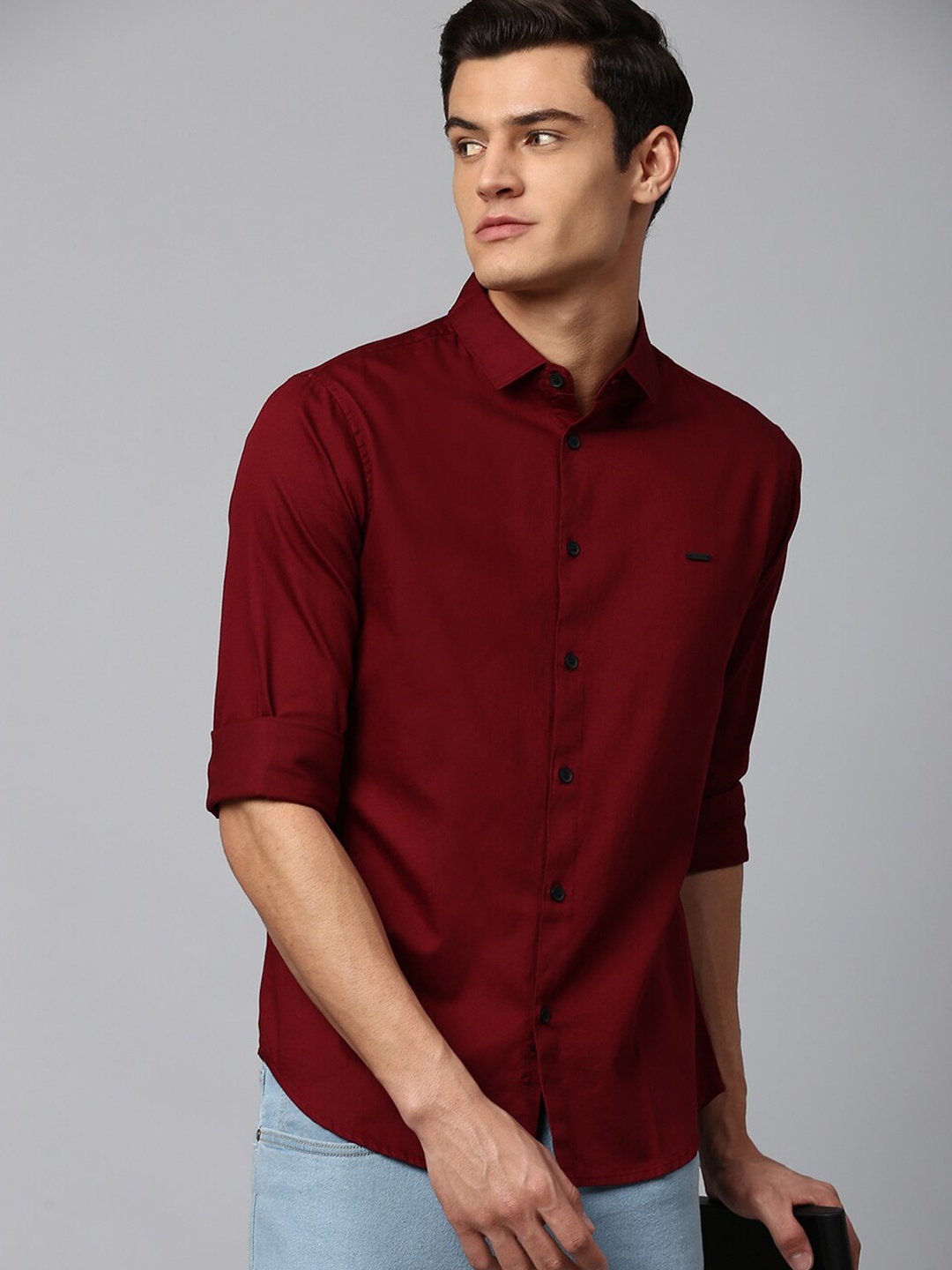 

Dennis Lingo Slim Fit Cotton Casual Shirt, Maroon