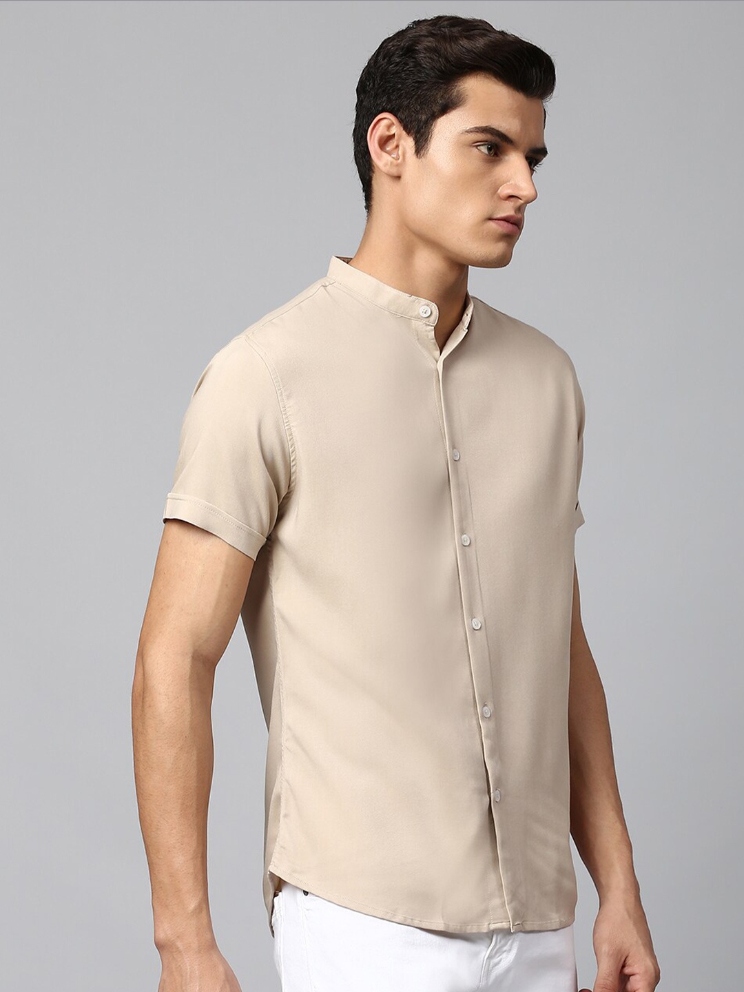 

Dennis Lingo Men Beige Slim Fit Cotton Casual Shirt