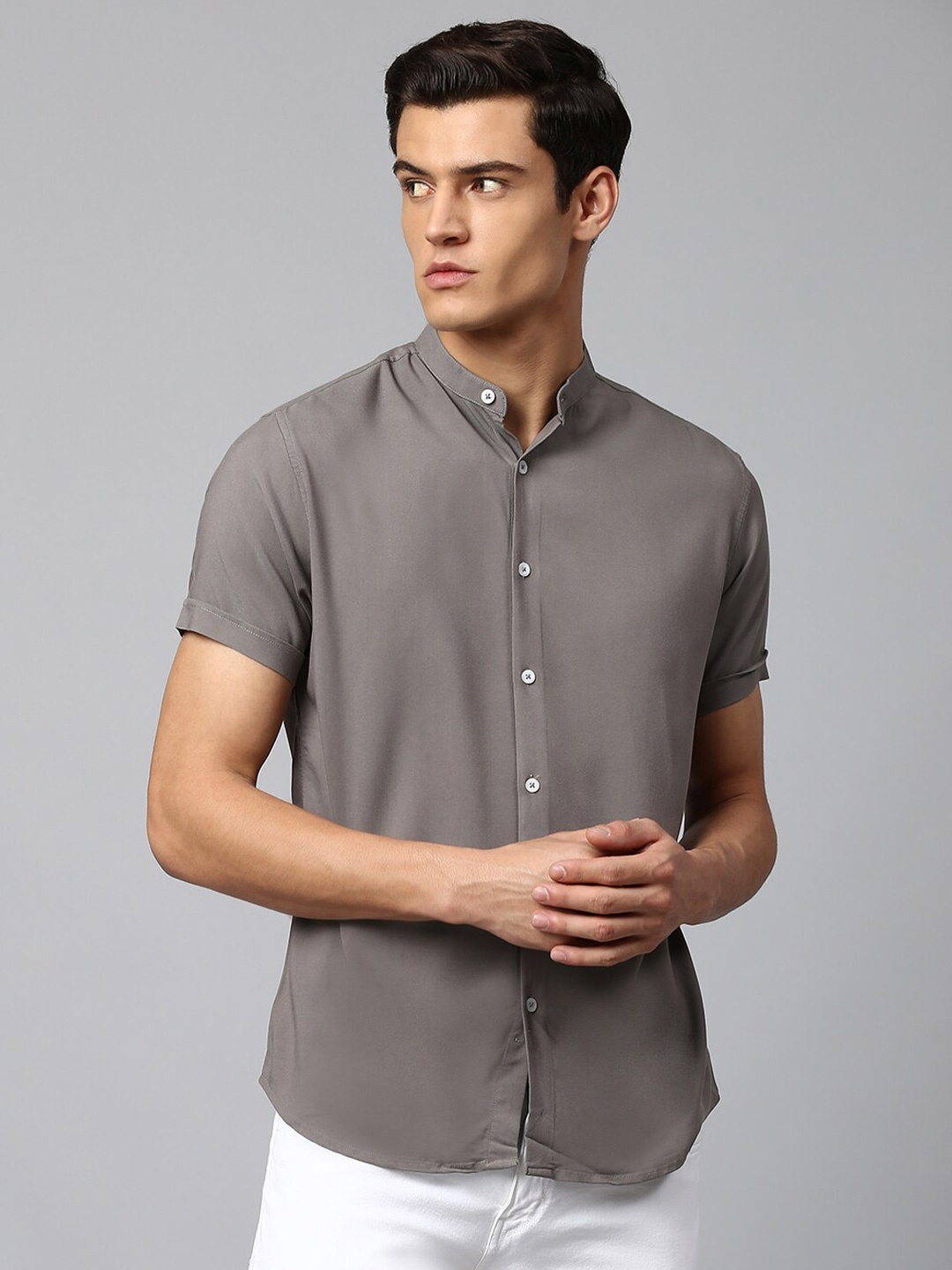 

Dennis Lingo Men Grey Slim Fit Casual Shirt
