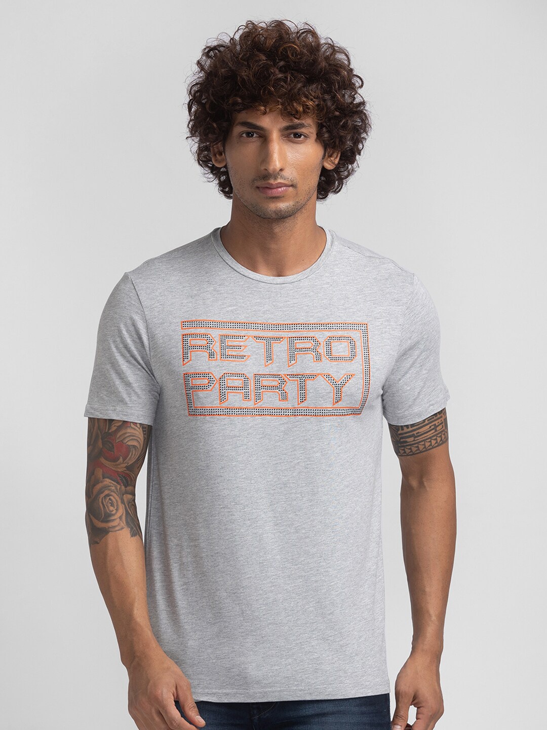 

Globus Men Grey Typography Printed T-shirt