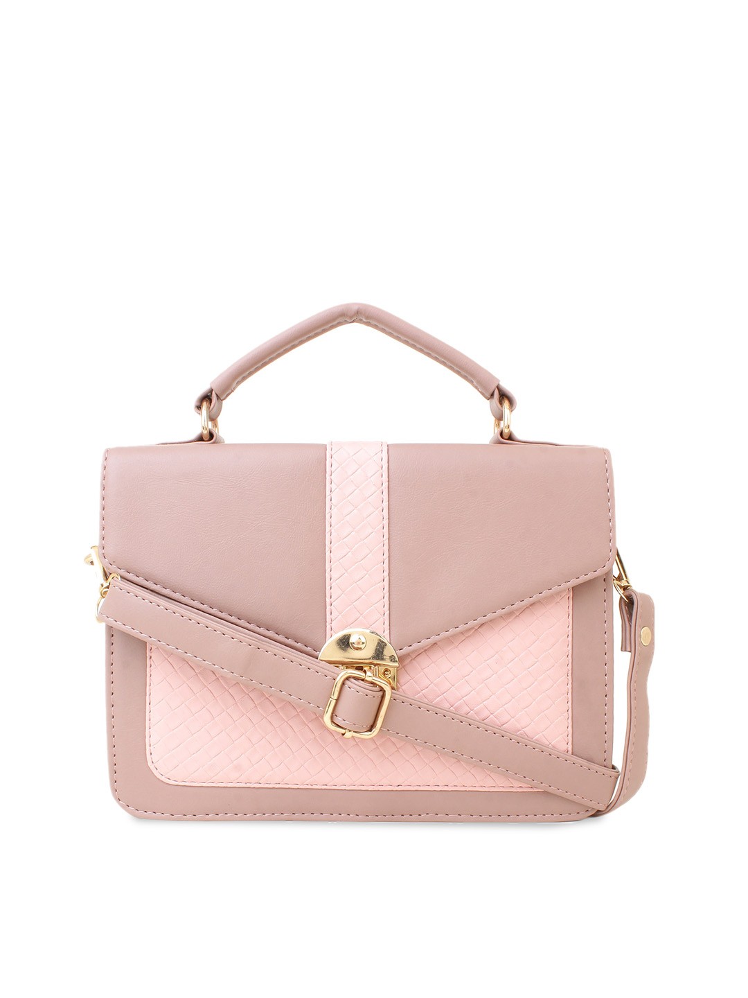 

LEGAL BRIBE Pink Colourblocked PU Structured Satchel
