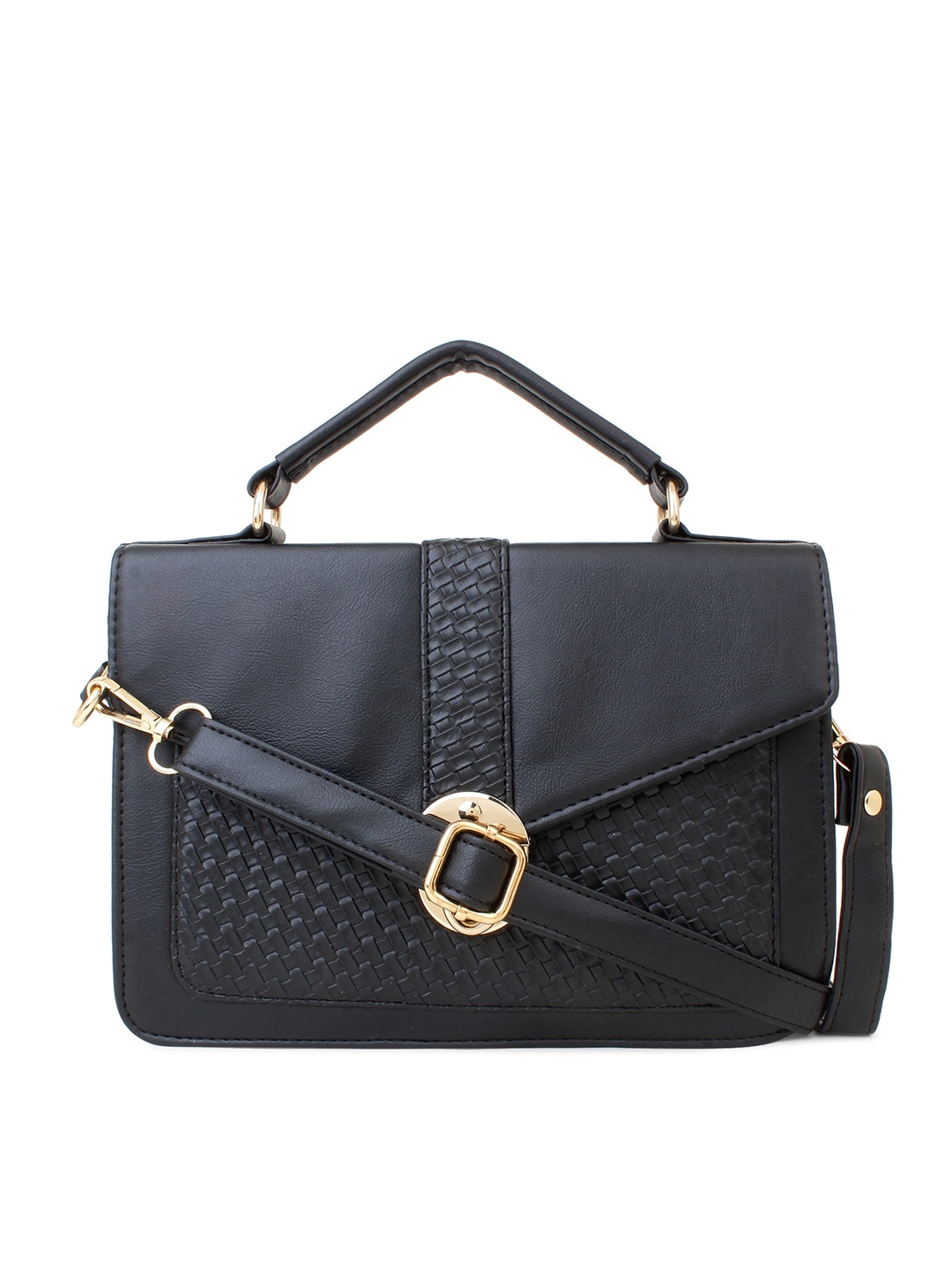 

LEGAL BRIBE Black Textured PU Structured Handheld Bag