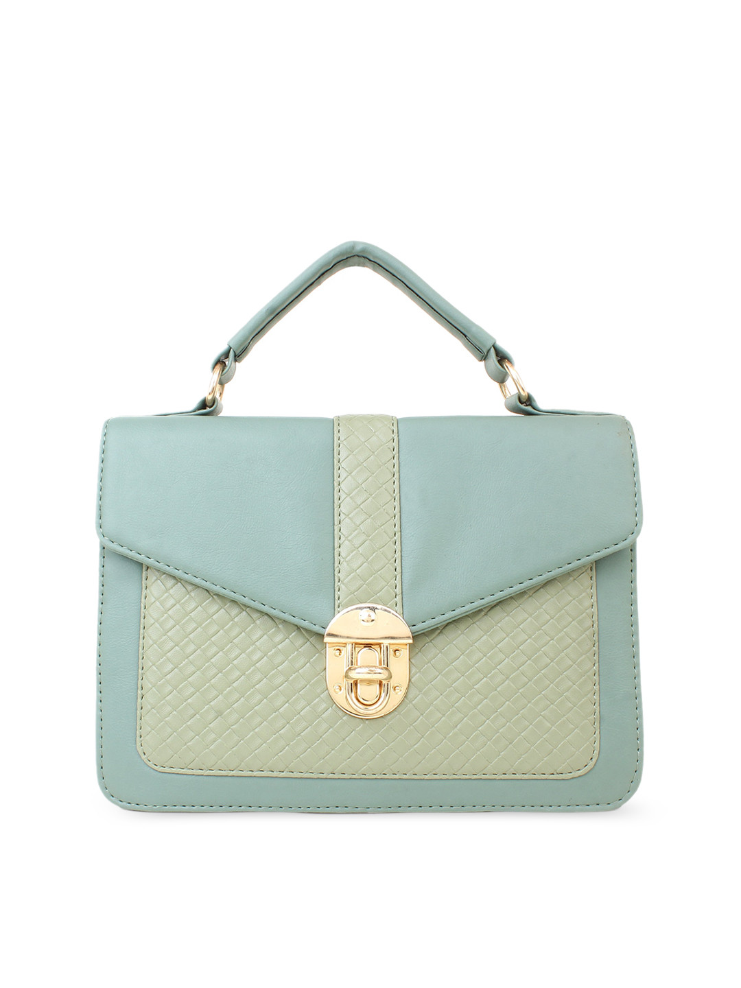 

LEGAL BRIBE Green Colourblocked PU Structured Satchel