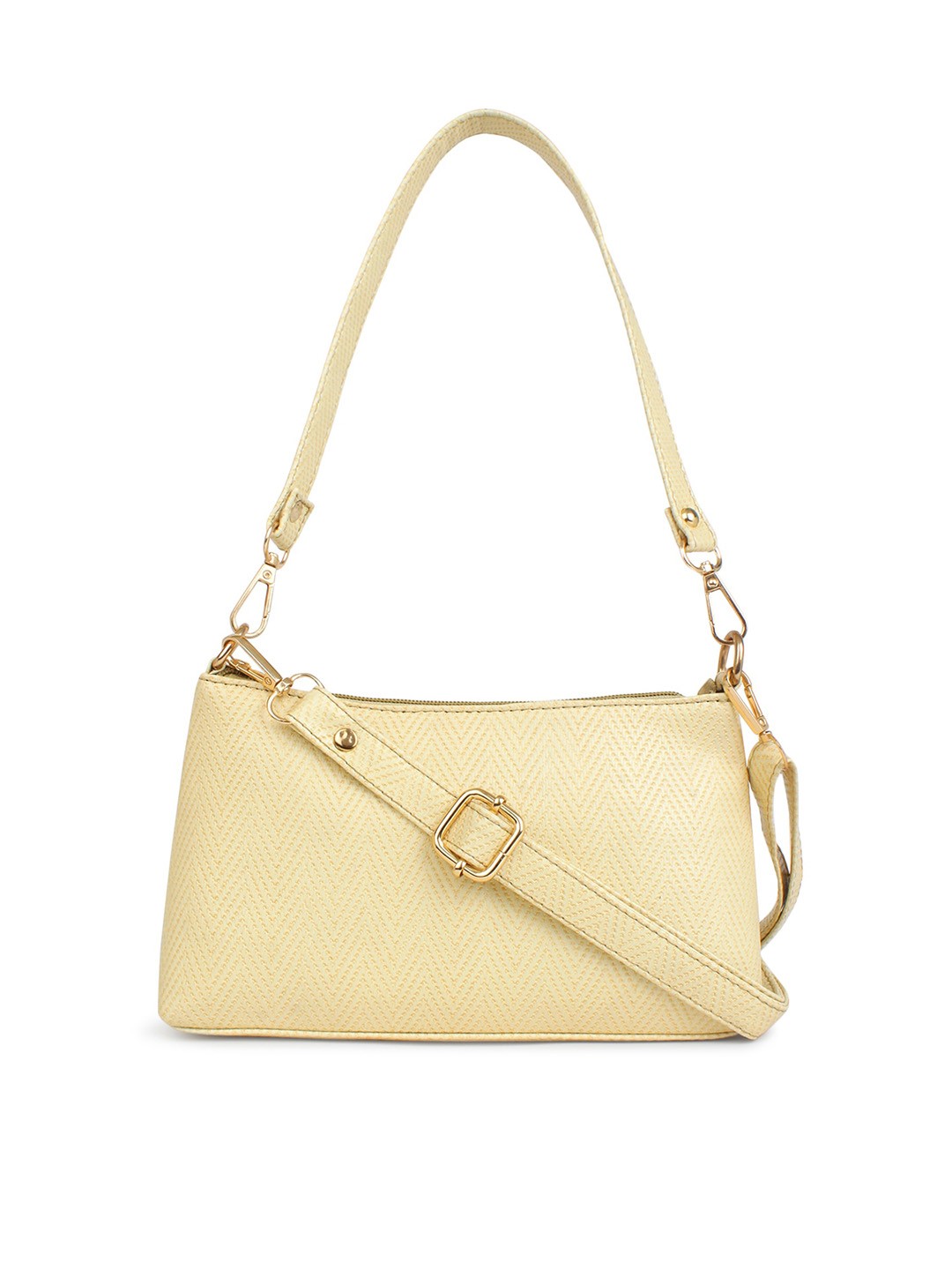 

LEGAL BRIBE Off White Textured PU Structured Shoulder Bag
