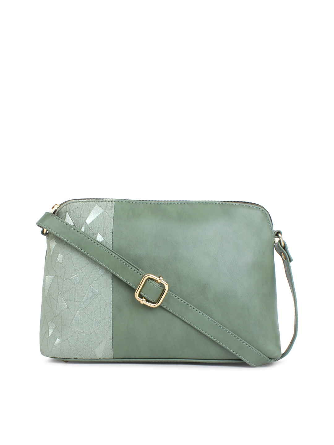 

LEGAL BRIBE Green PU Structured Sling Bag with Cut Work