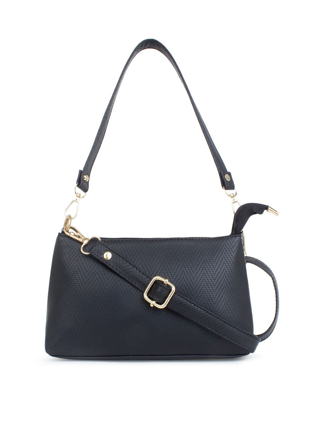 

LEGAL BRIBE Black Textured PU Structured Shoulder Bag