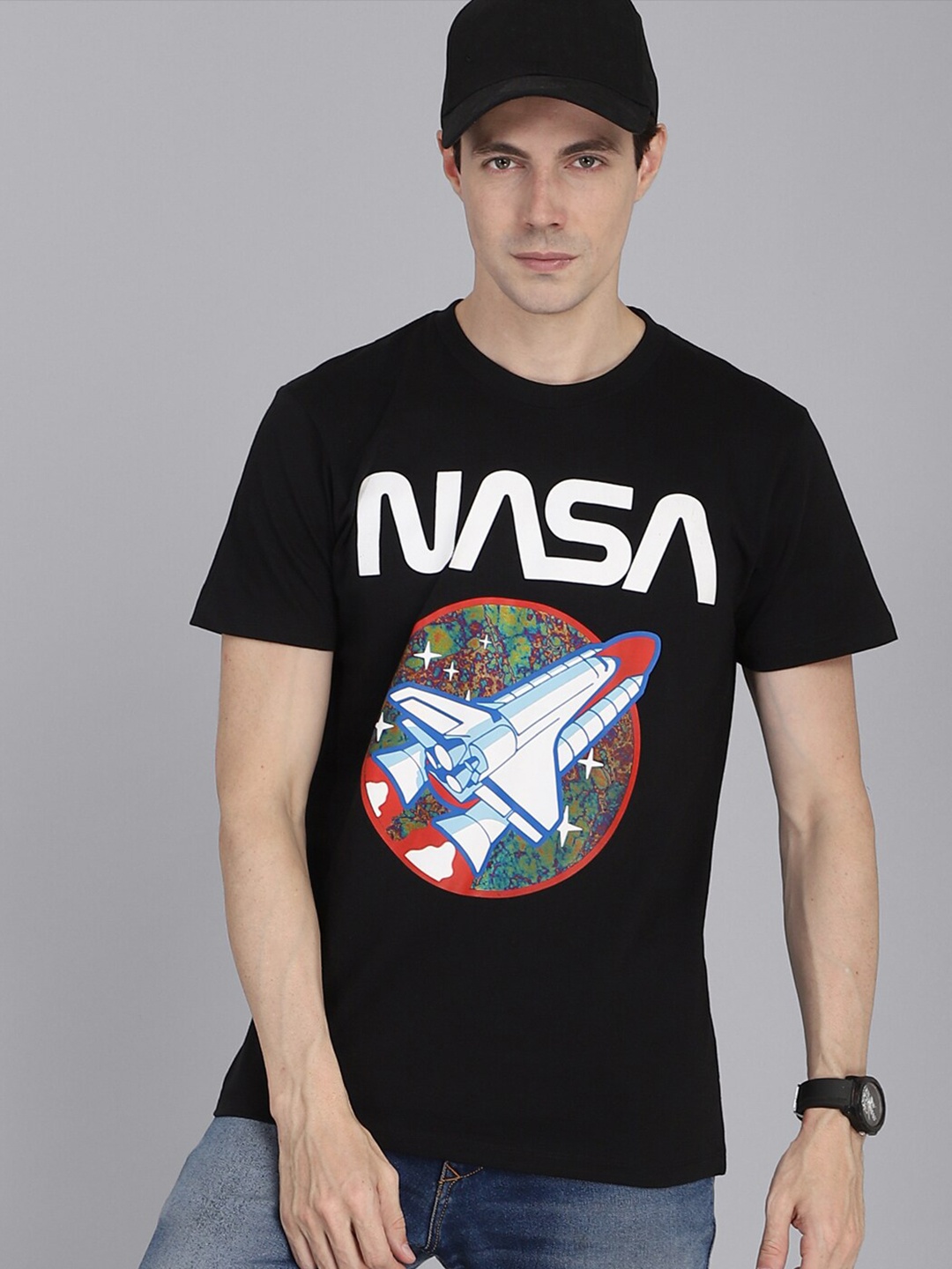 

Free Authority Men Black Nasa Printed T-shirt