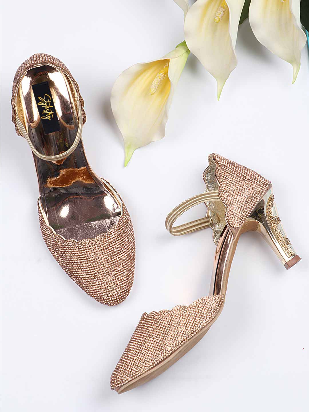 

Stylestry Women Pink Embellished Party Slim Heel Pumps