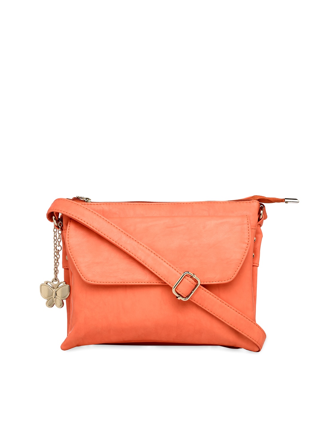 

Butterflies Peach-Coloured Solid Sling Bag