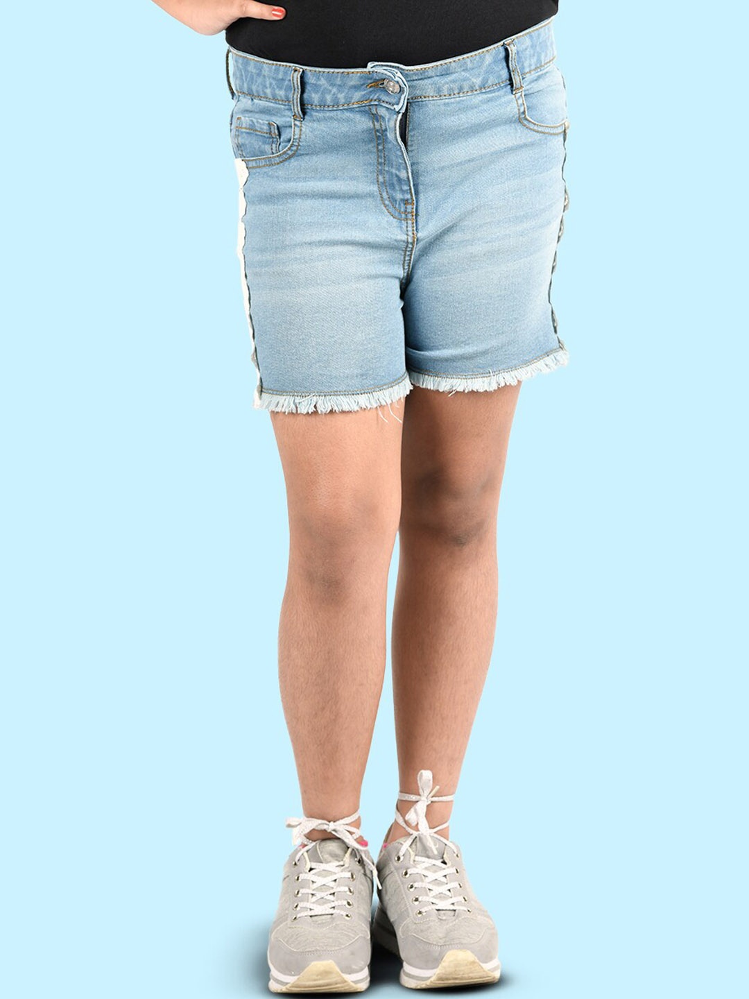 

Zalio Girls Blue Washed Denim Shorts
