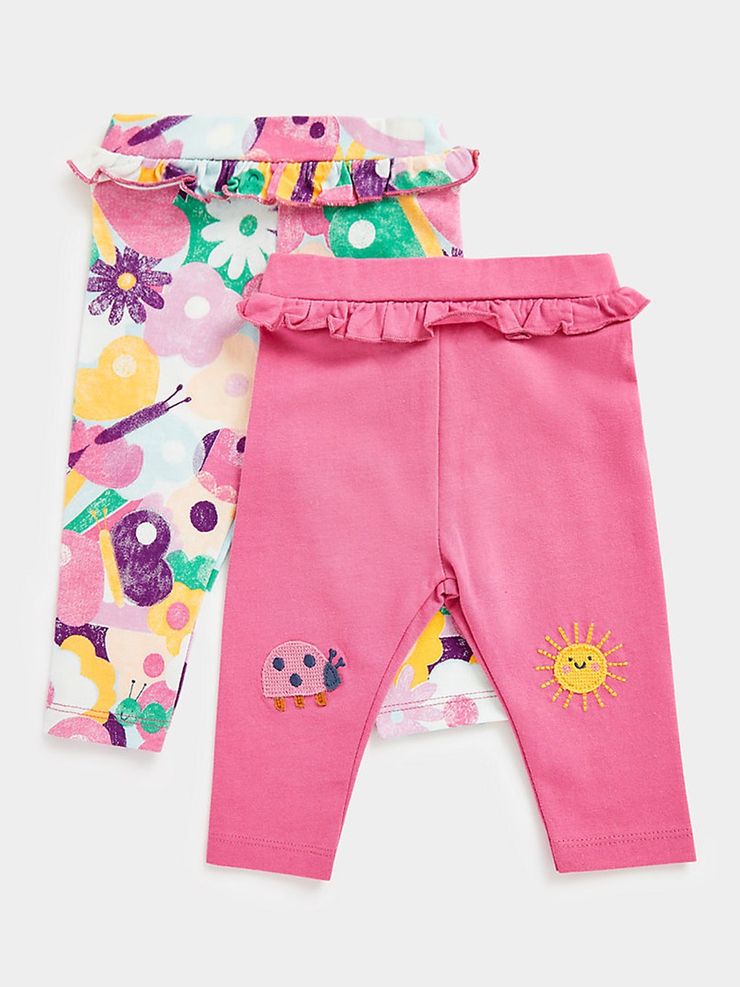 

mothercare Infant Girls Pack of 2 Ankle Length Leggings, Pink