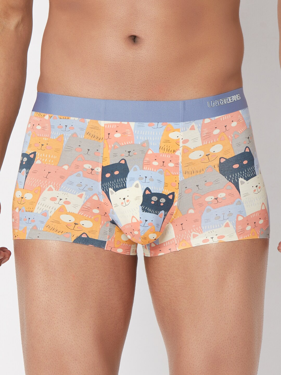 

UnderJeans by Spykar Men Orange & Blue Printed Cotton Trunk- UJNPTSI102ORANGE2