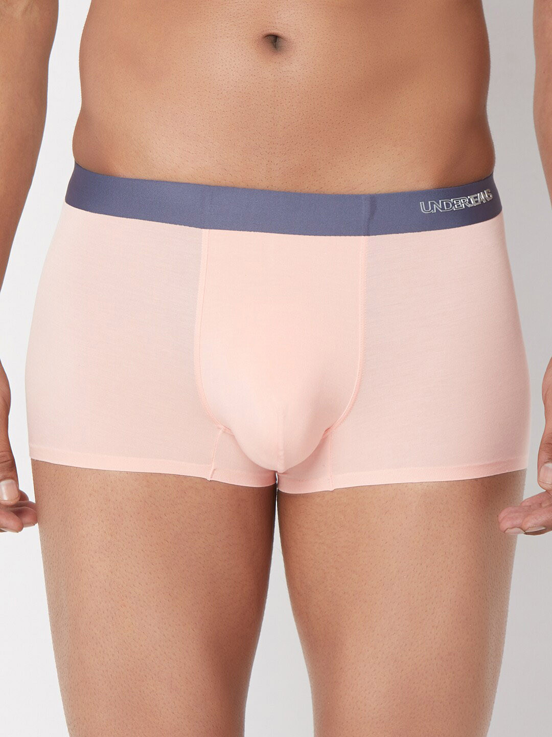 

Underjeans by Spykar Men Super Premium Solid Bonded Elastic Trunk, Pink