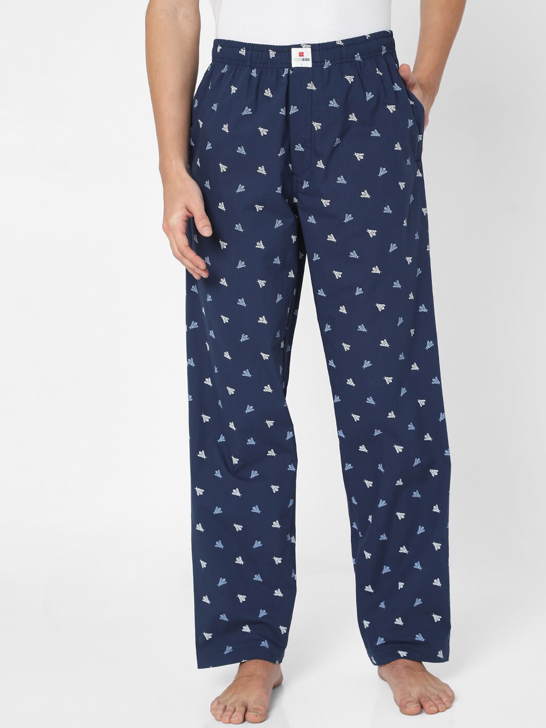 

UnderJeans by Spykar Men Cotton Printed Pyjama, Navy blue