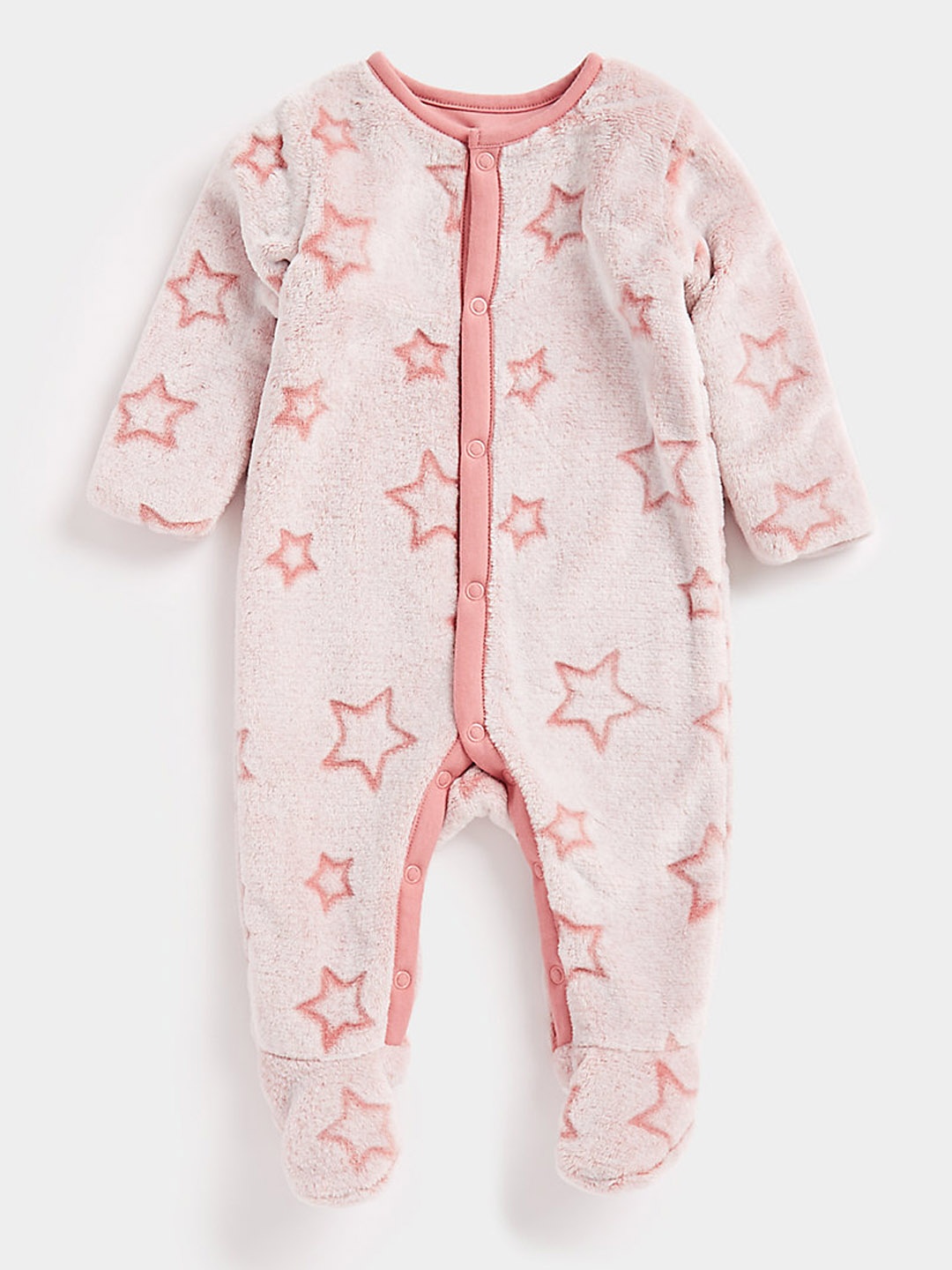 

mothercare Infant Girl Fleece Star Printed Sleepsuit, Pink