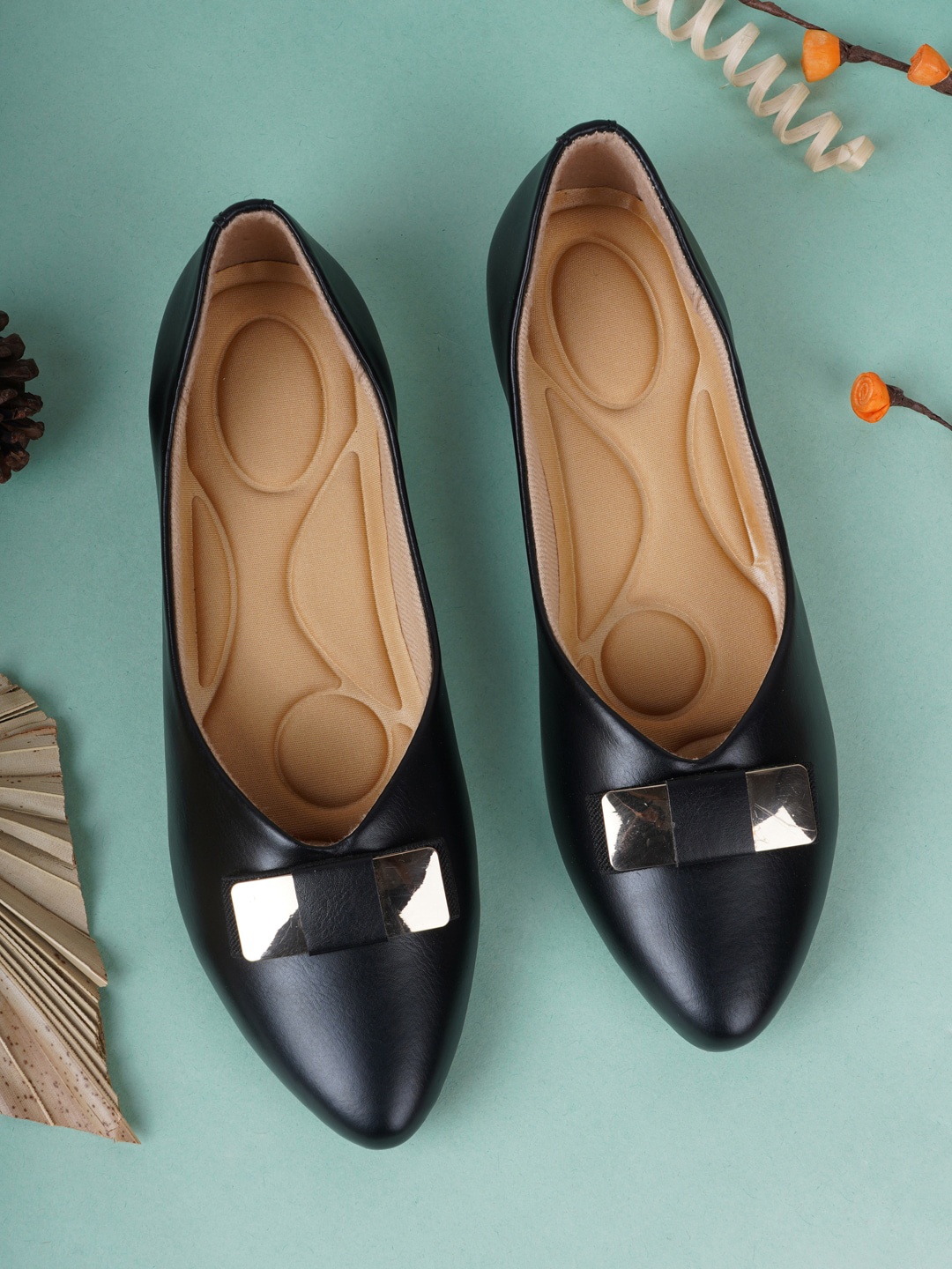 

Style Shoes Women Black Ballerinas with Bows Flats