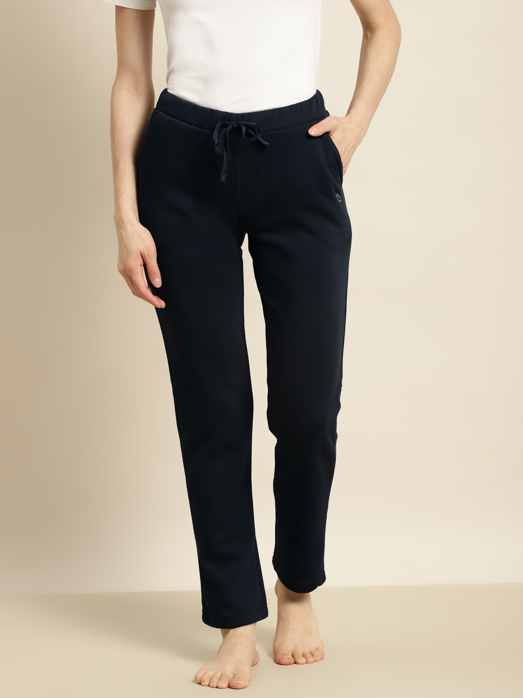 

Sweet Dreams Women Navy Blue Solid with Embellished Detail Lounge Pants