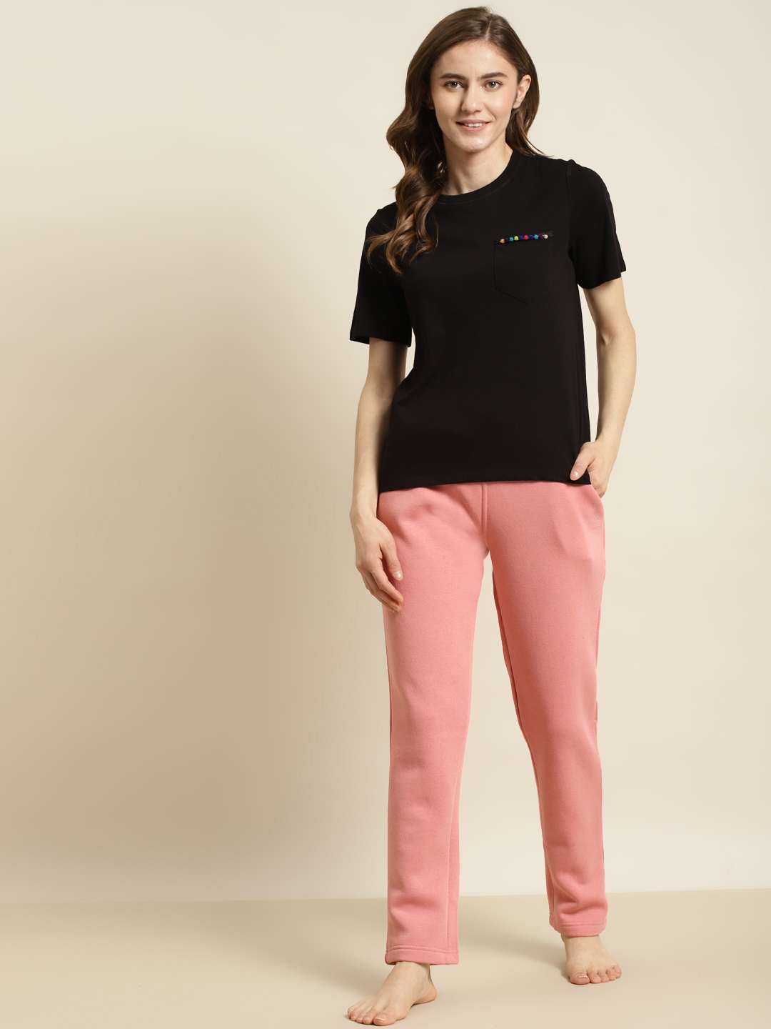 

Sweet Dreams Women Pink Solid with Embellished Detail Lounge Pants