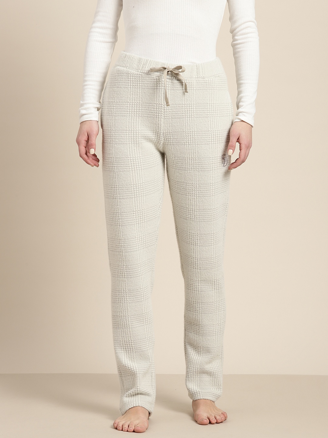 

Sweet Dreams Women Fleece Checked Lounge Pants, Grey