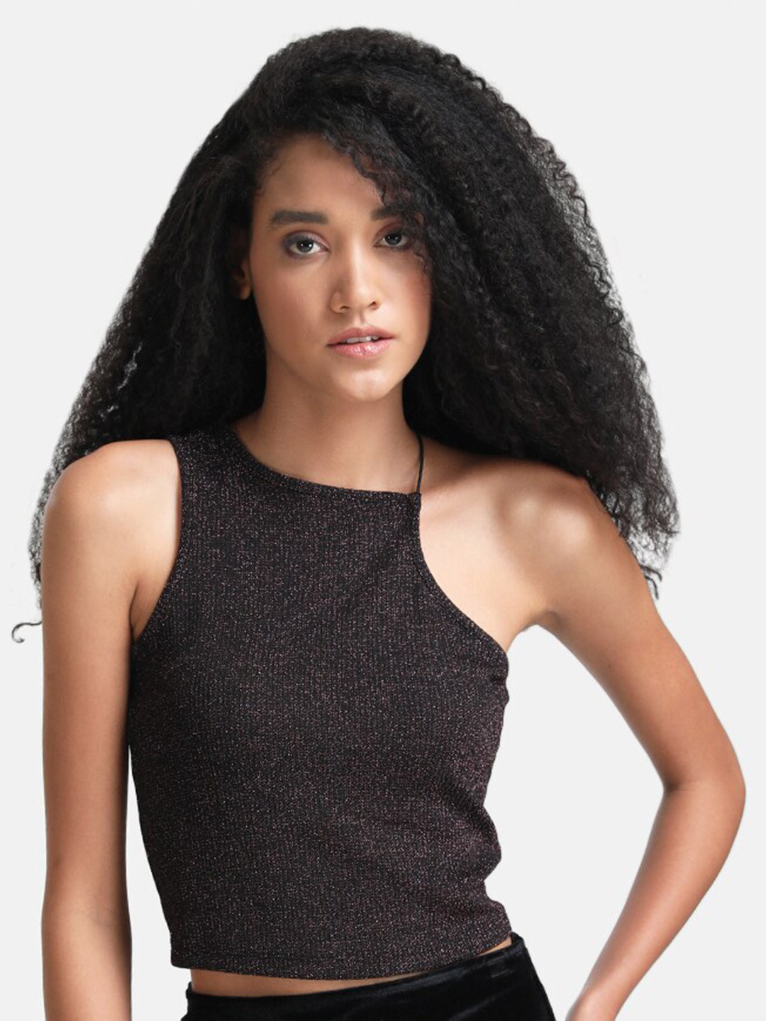 

Kazo Woman Pink & Black Halter Neck Crop Top