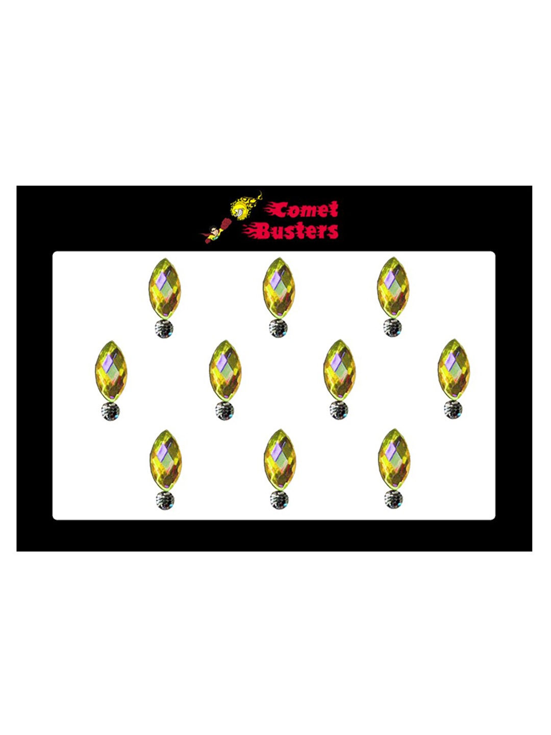 

Comet Busters Set of 10 Stone-Studded Designer Bindis - Yellow