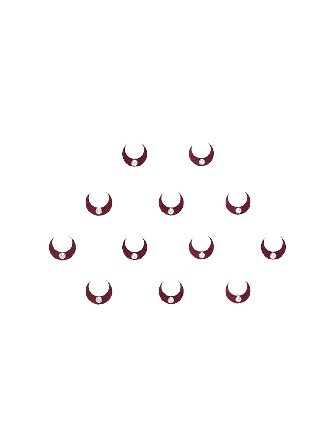 

Comet Busters 12 Pcs Maroon Reusable Moon Shaped Stone Studded Bindi
