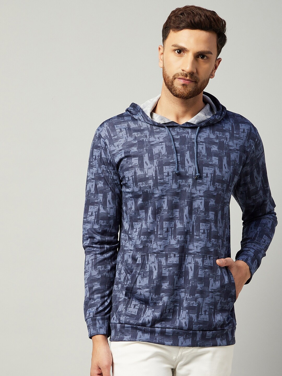 

GRITSTONES Men Grey Hooded Printed T-shirt
