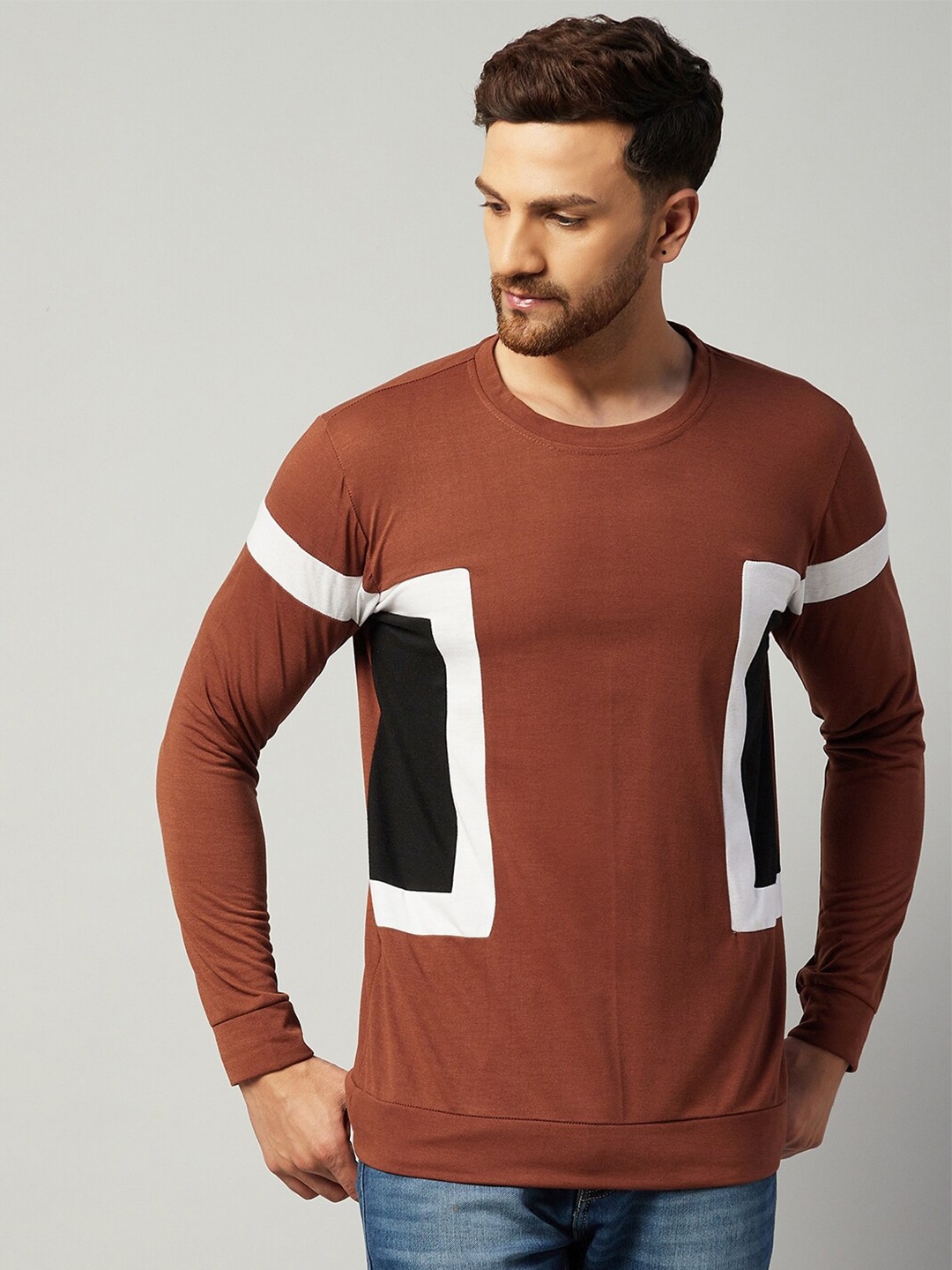 

GRITSTONES Men Brown & White Printed T-shirt
