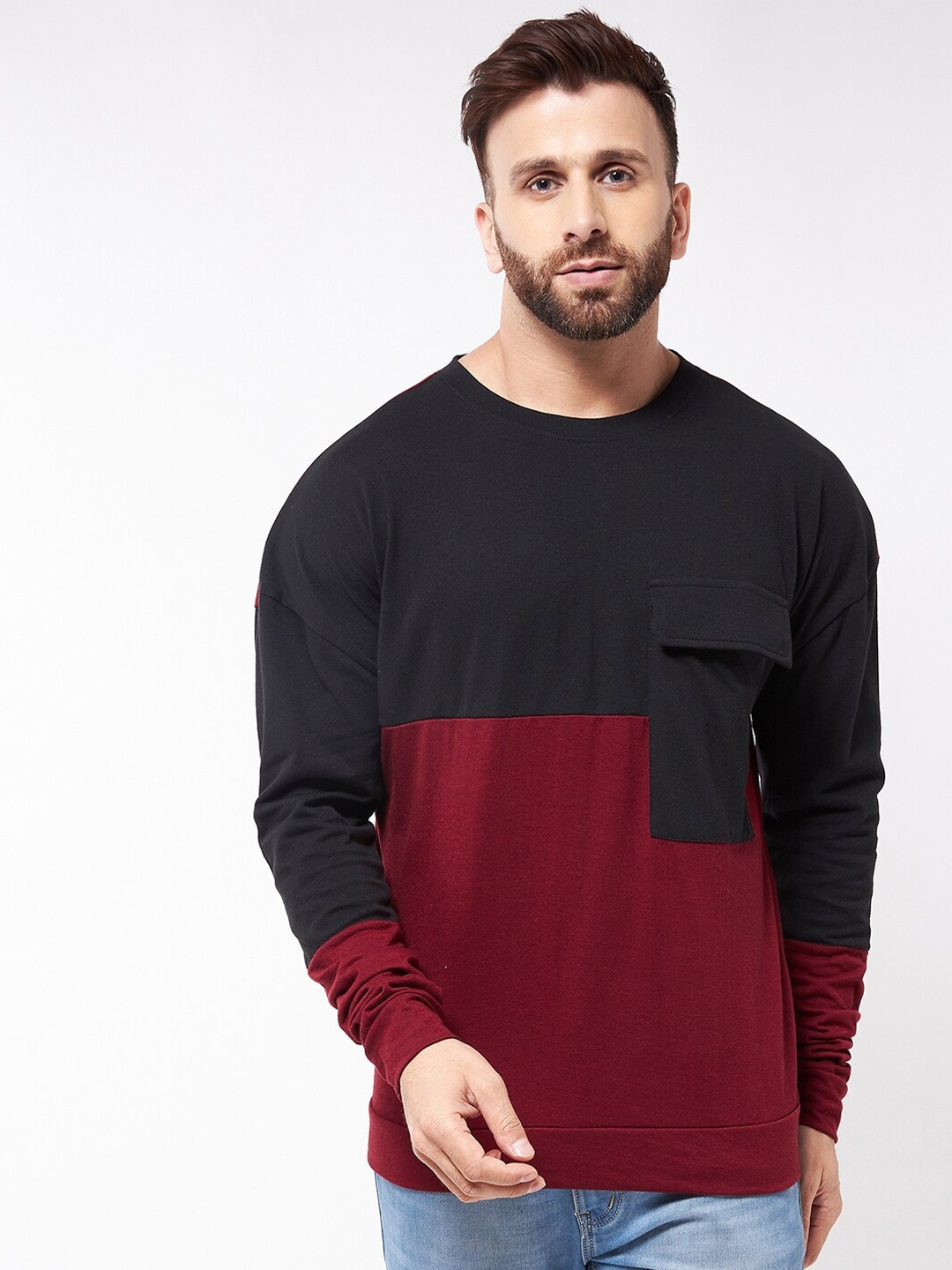 GRITSTONES Men Black Colourblocked Cotton T-shirt